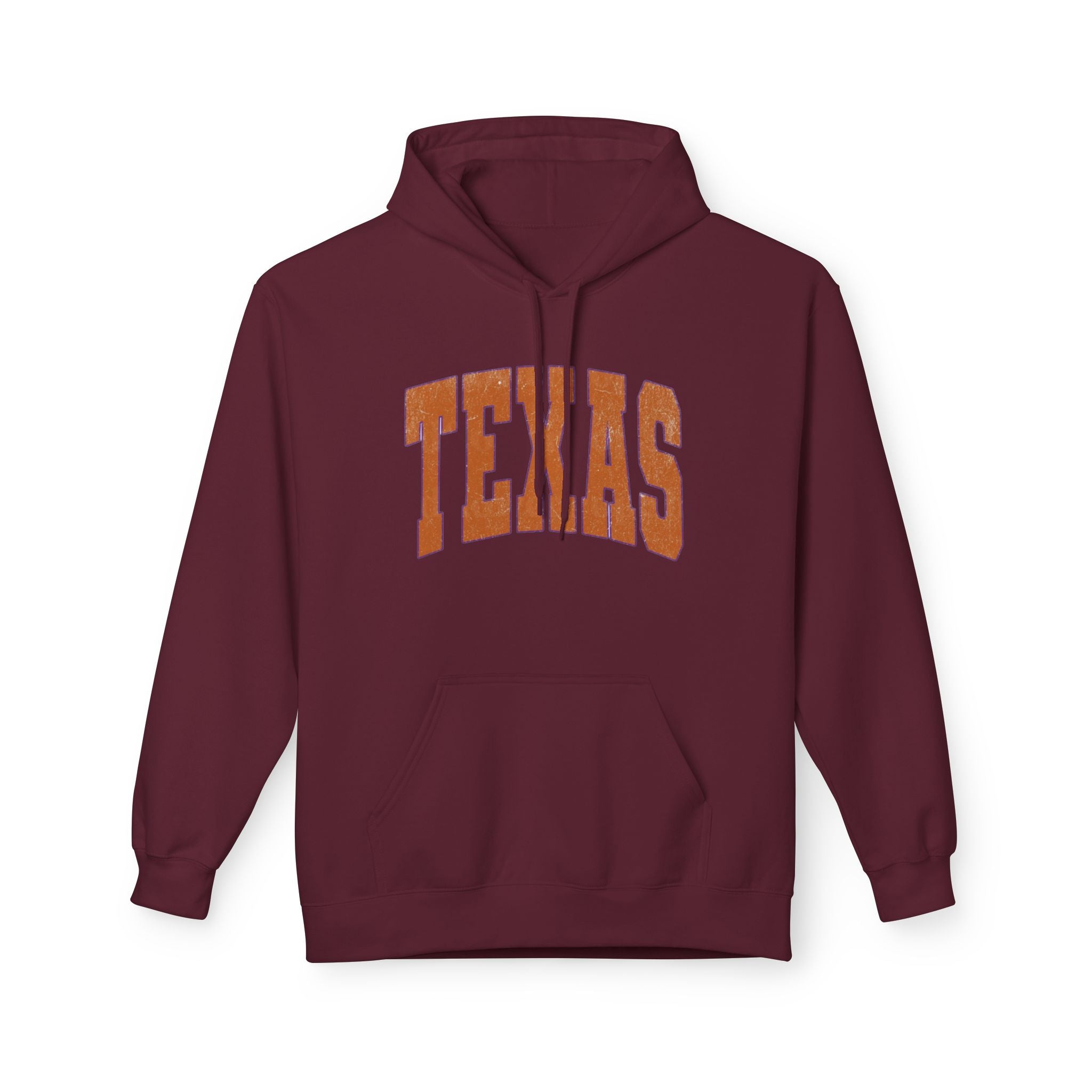 Texas Arch Hoodie — Vintage burnt orange college pullover