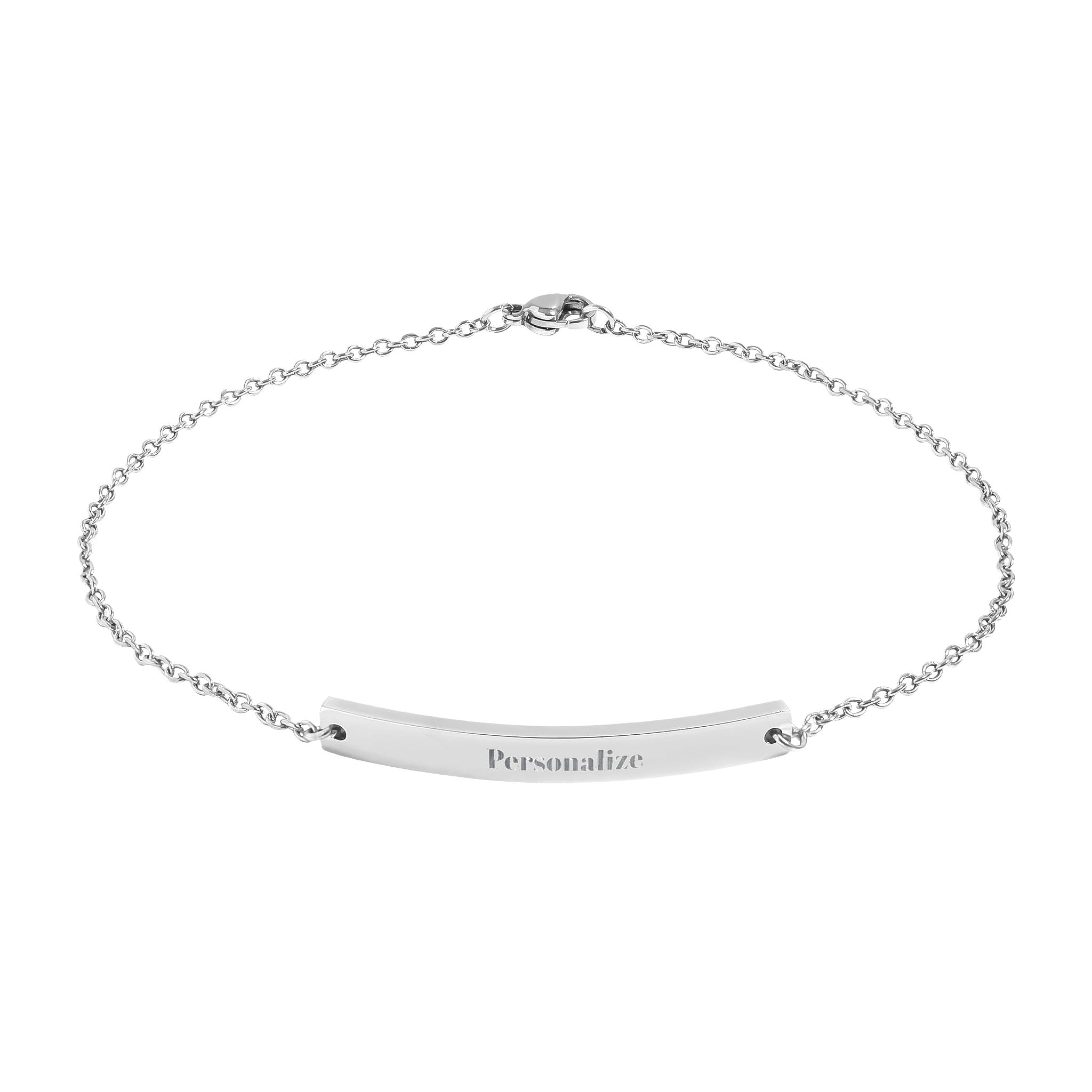 Engravable Curved Bar Anklet — Personalized Minimalist Anklet (Custom Text)