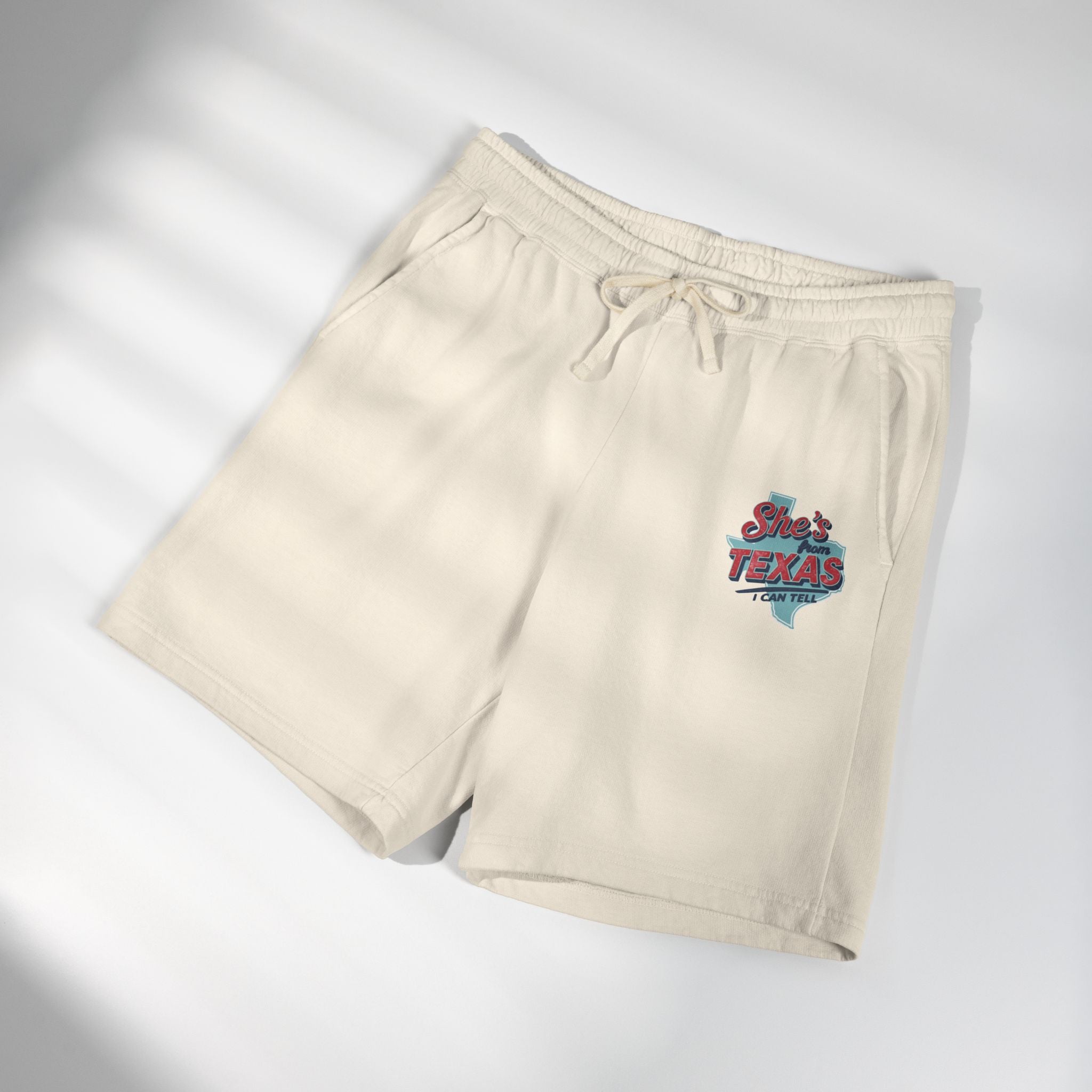 She’s From Texas Fleece Sweat Shorts — Lightweight Garment-Dyed Lounge Shorts