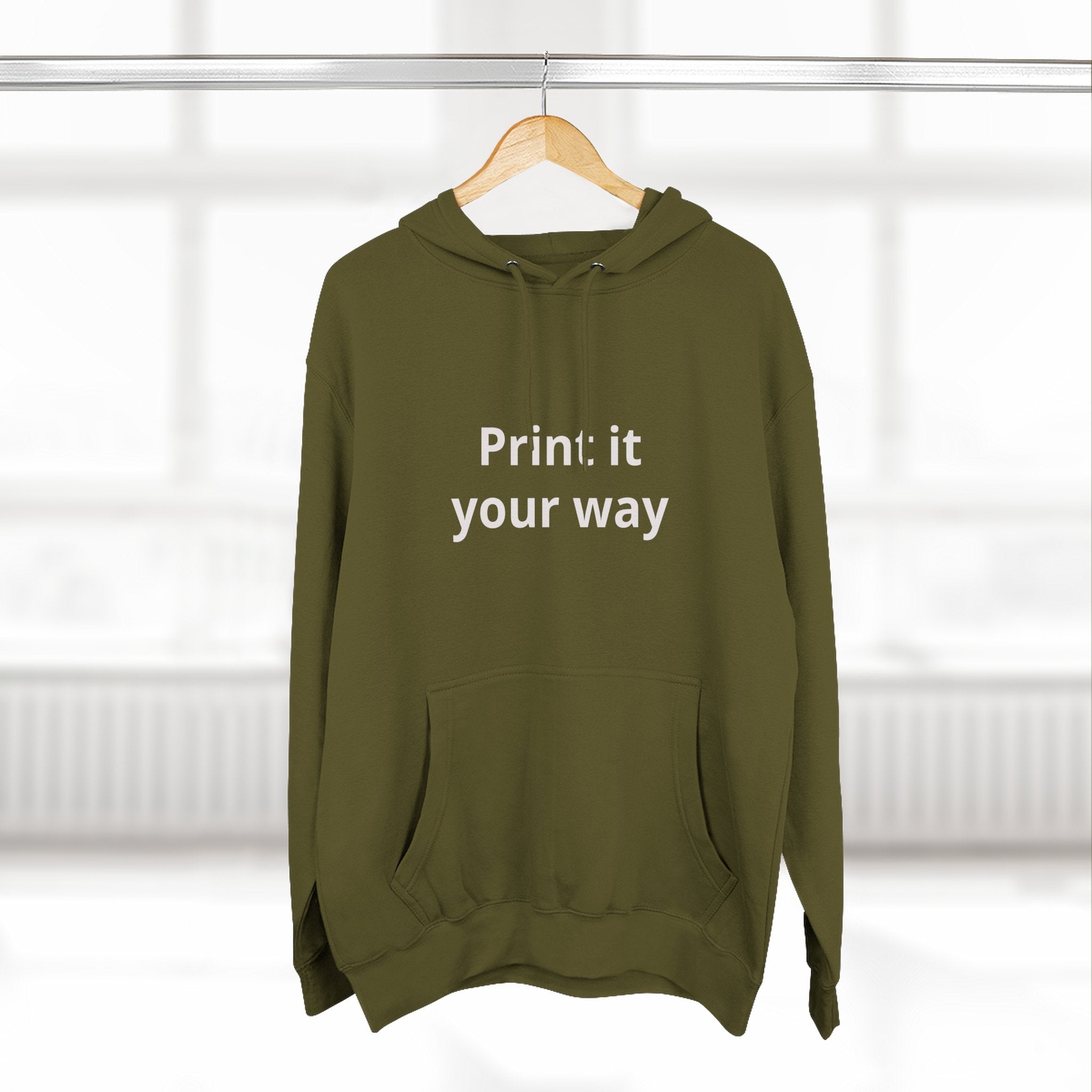 Blank White Hoodie — Customizable Three-Panel Fleece Pullover