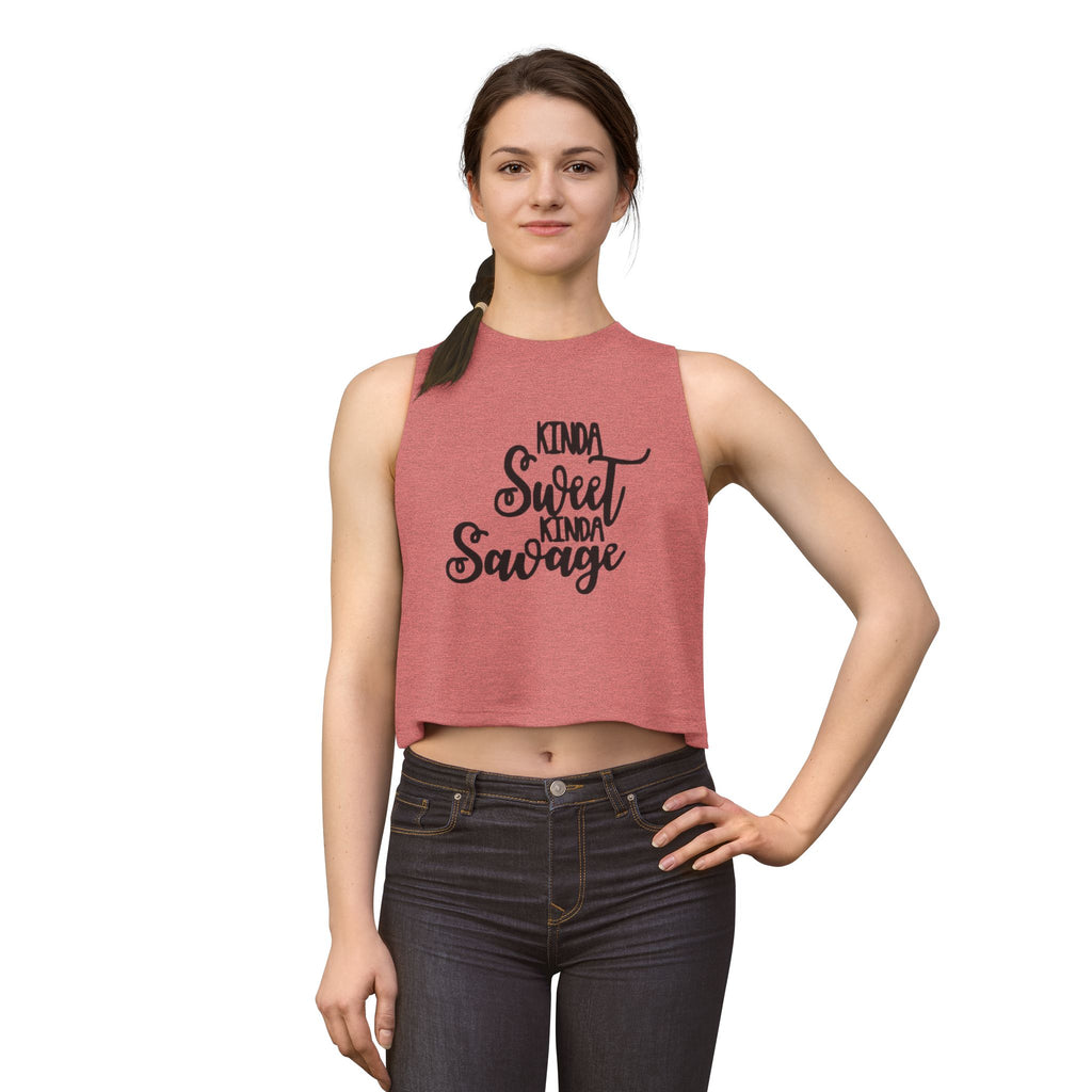 Crop Top — "Kinda Sweet Kinda Savage" Women's Flowy Cropped Tank