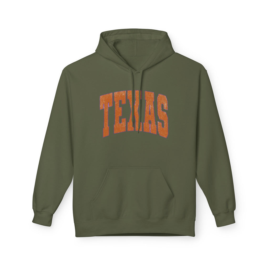 Texas Arch Hoodie — Vintage burnt orange college pullover