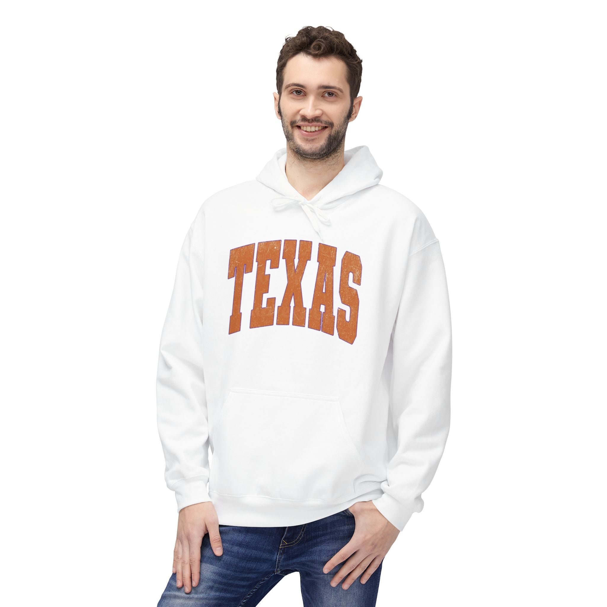 Texas Arch Hoodie — Vintage burnt orange college pullover