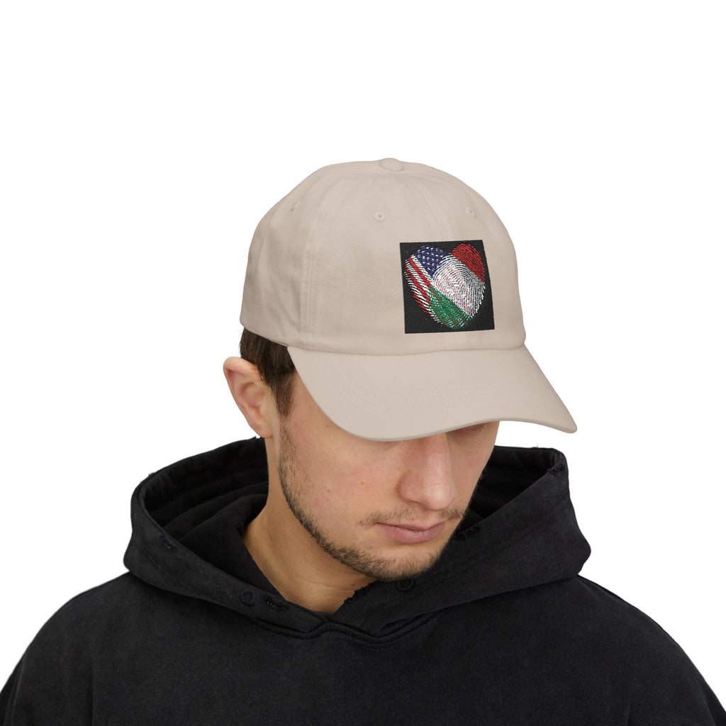 Dad Cap with USA & Italy  Heart Patch – Flag Love Baseball Hat