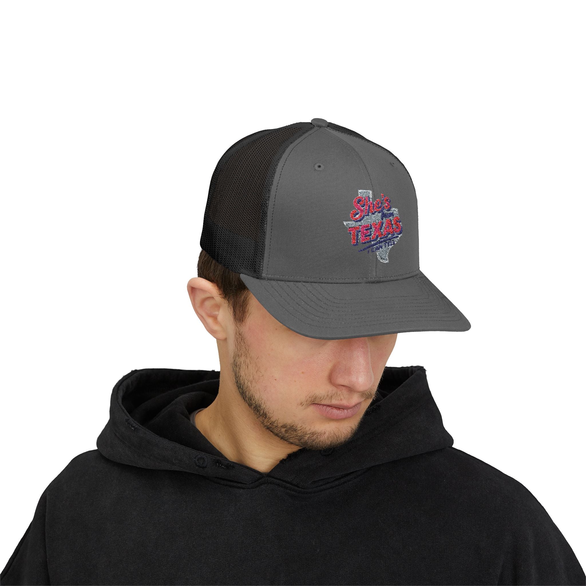 She's Texas Snapback Trucker Cap — Floral Texas State Logo Hat