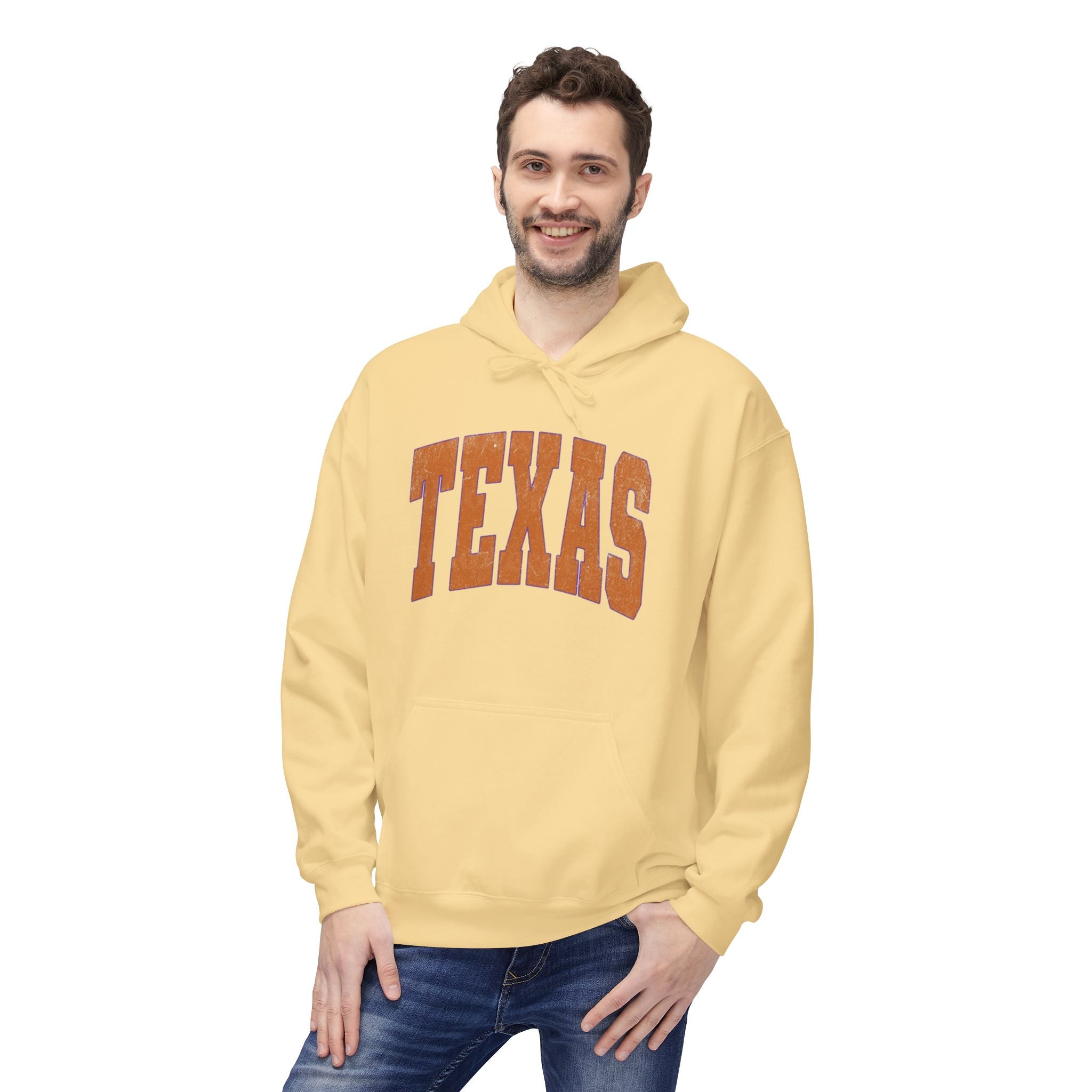 Texas Arch Hoodie — Vintage burnt orange college pullover