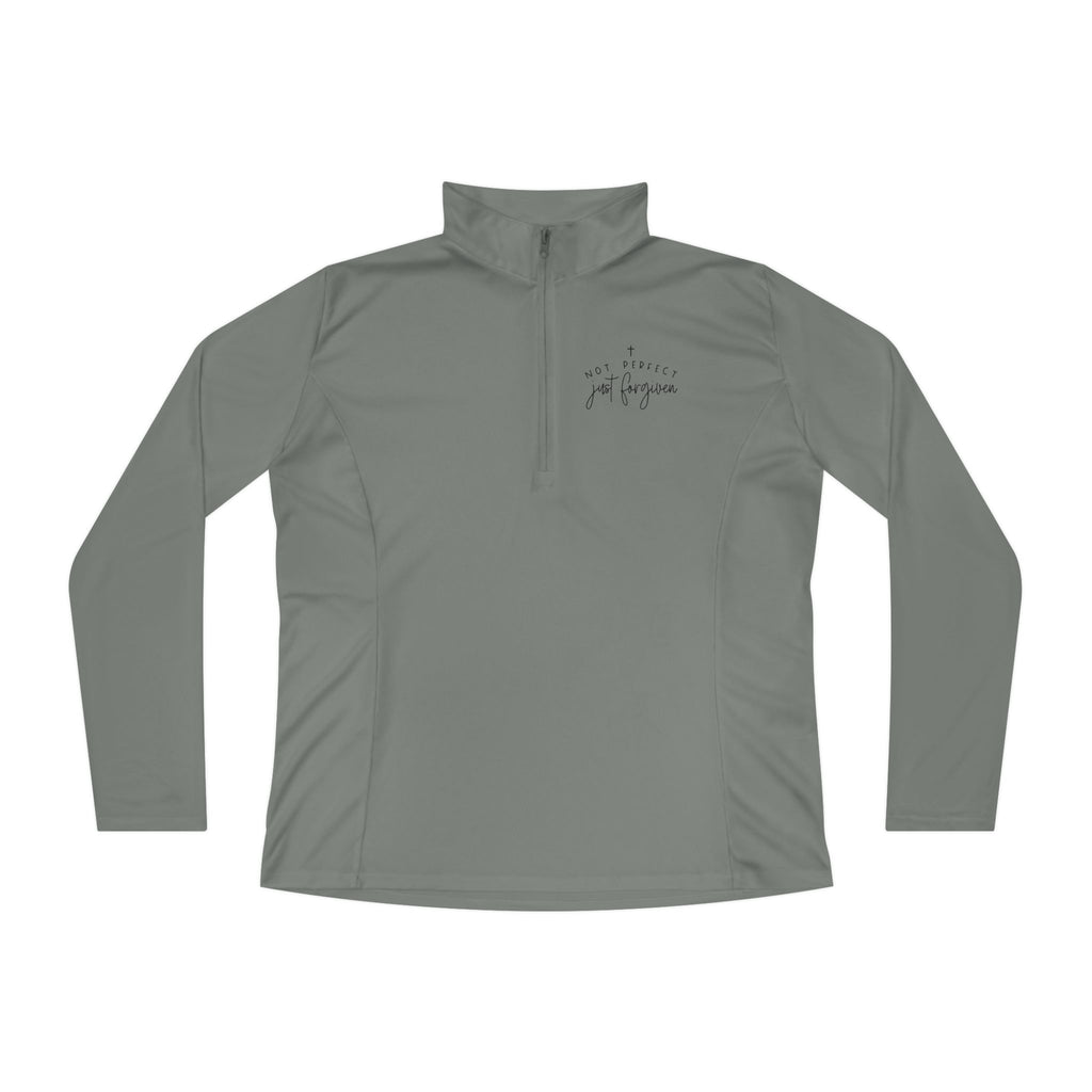 Ladies Quarter-Zip Pullover — Minimal Script "be brave, be you" Athletic Pullover