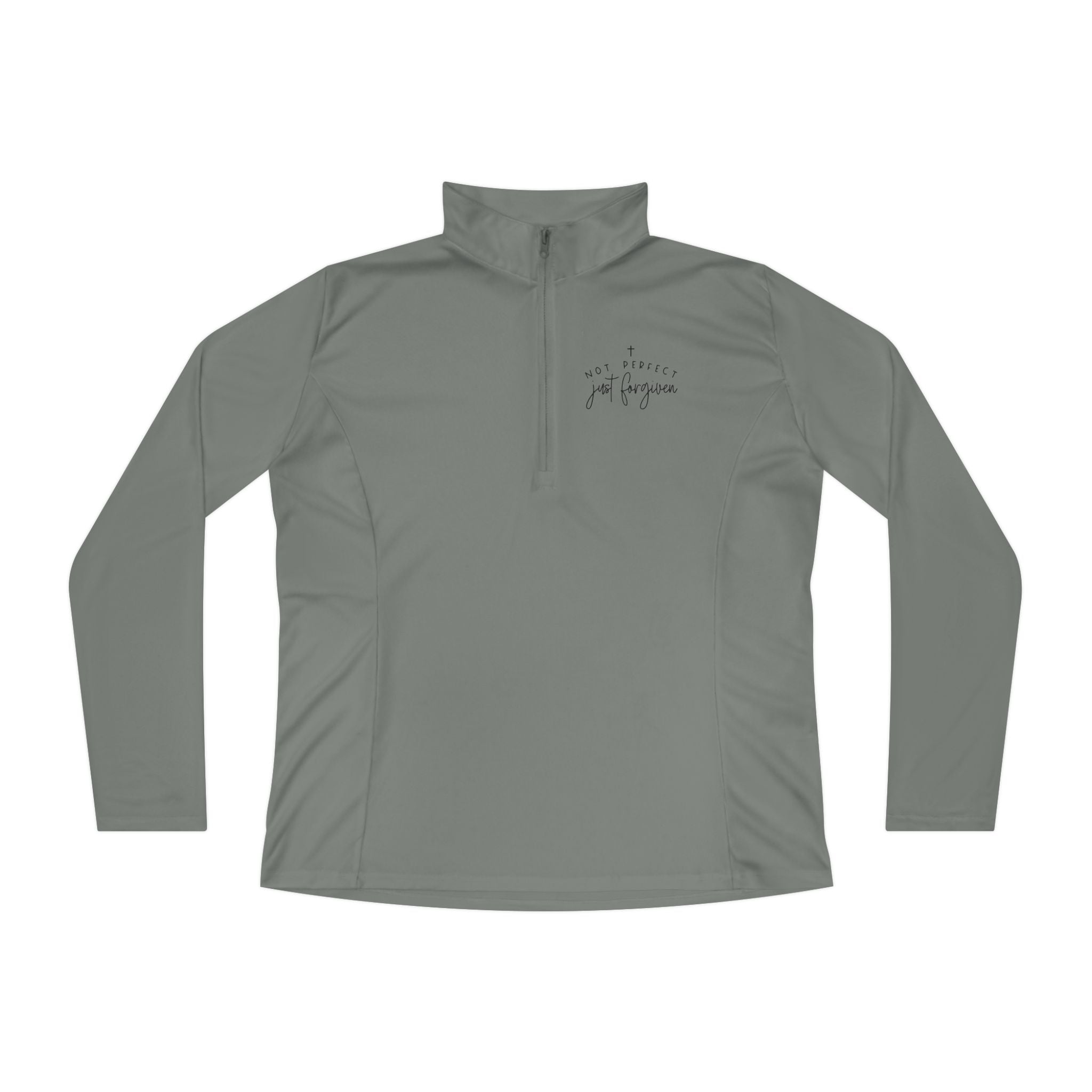 Ladies Quarter-Zip Pullover — Minimal Script "be brave, be you" Athletic Pullover