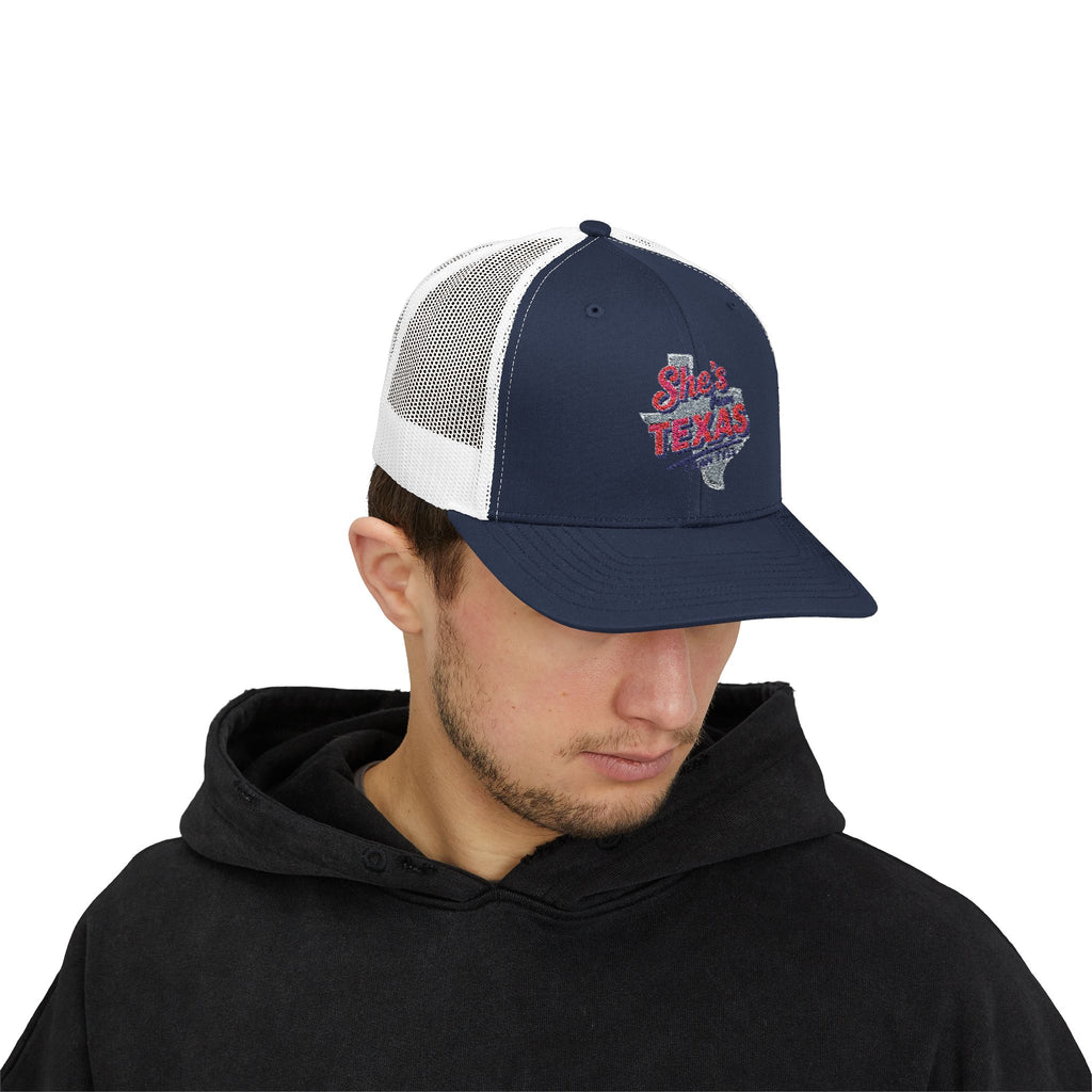 She's Texas Snapback Trucker Cap — Floral Texas State Logo Hat