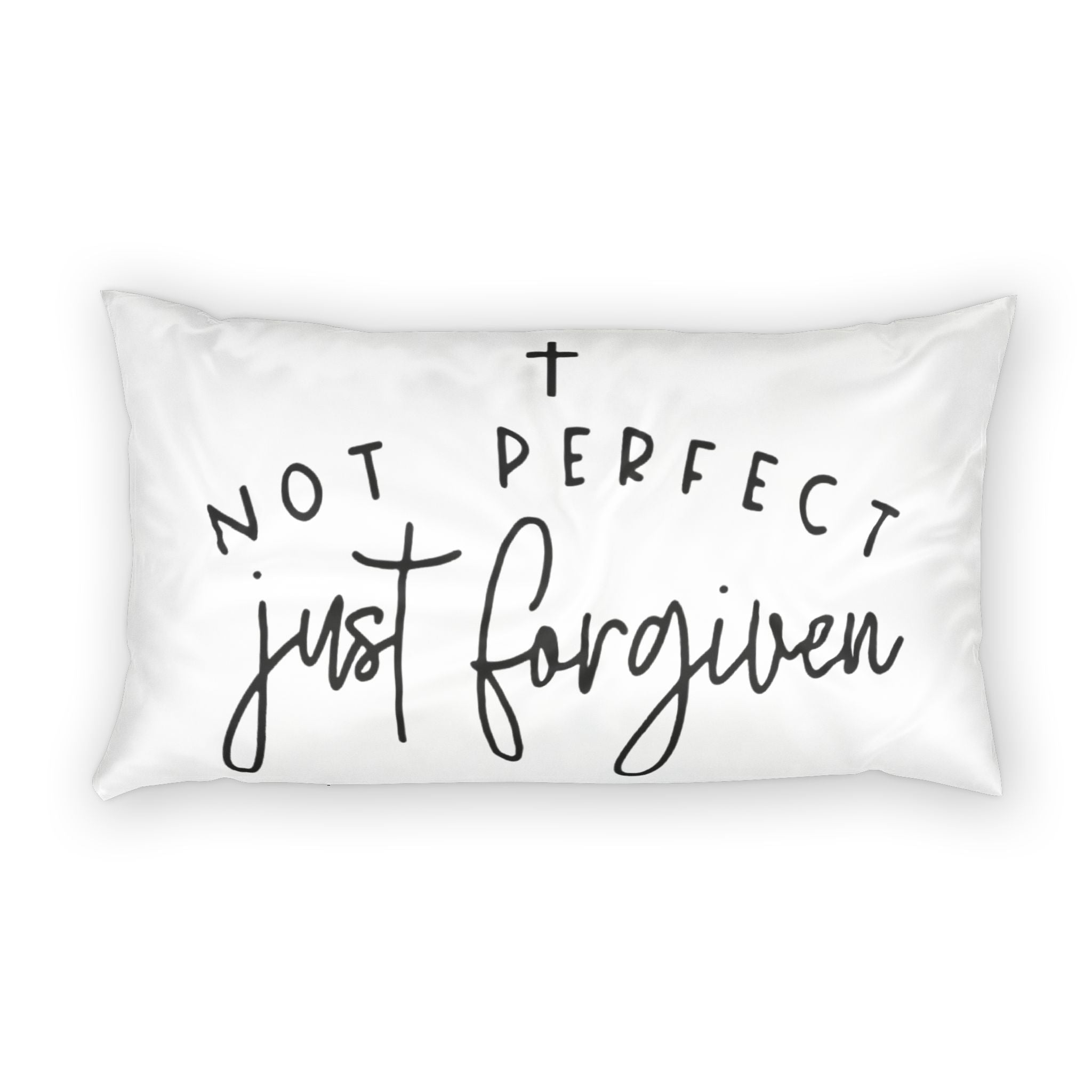 Inspirational Cotton Pillow Sham — "Not Perfect Just Forgiven" Christian Decorative Pillowcase