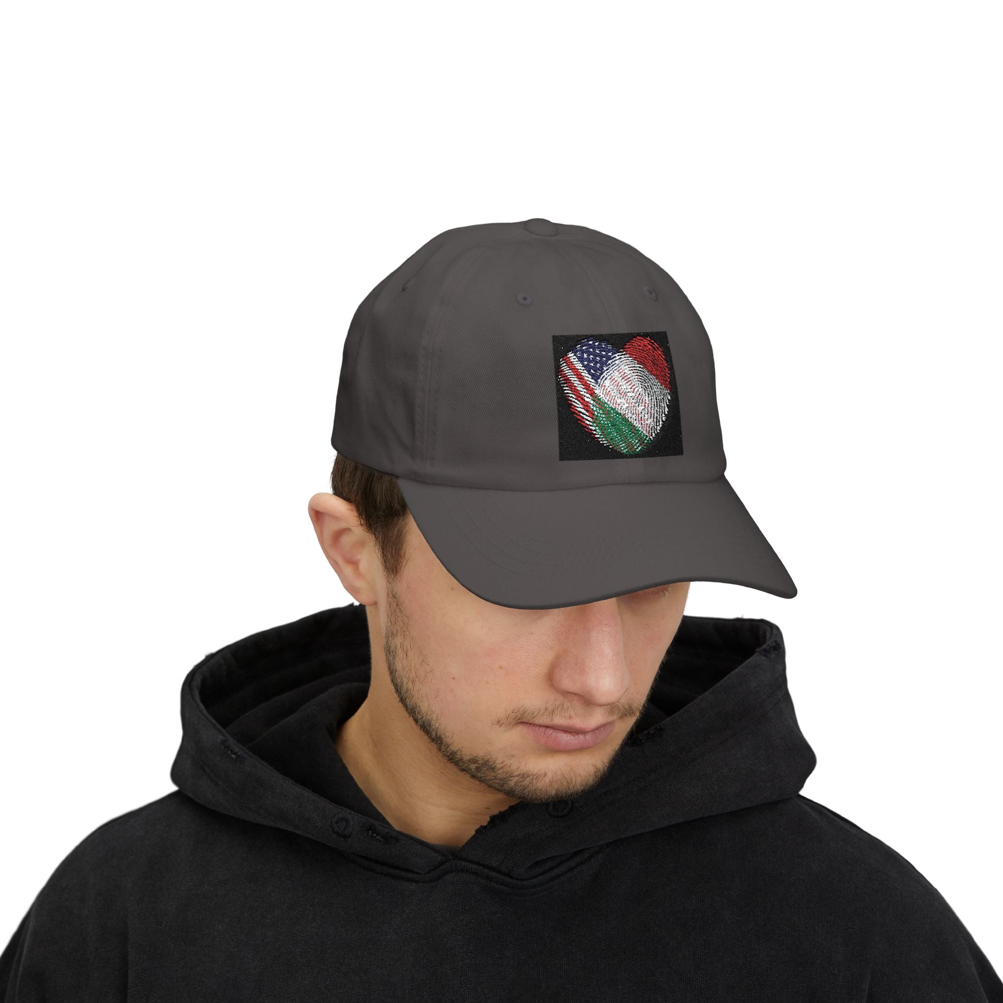 Dad Cap with USA & Italy  Heart Patch – Flag Love Baseball Hat