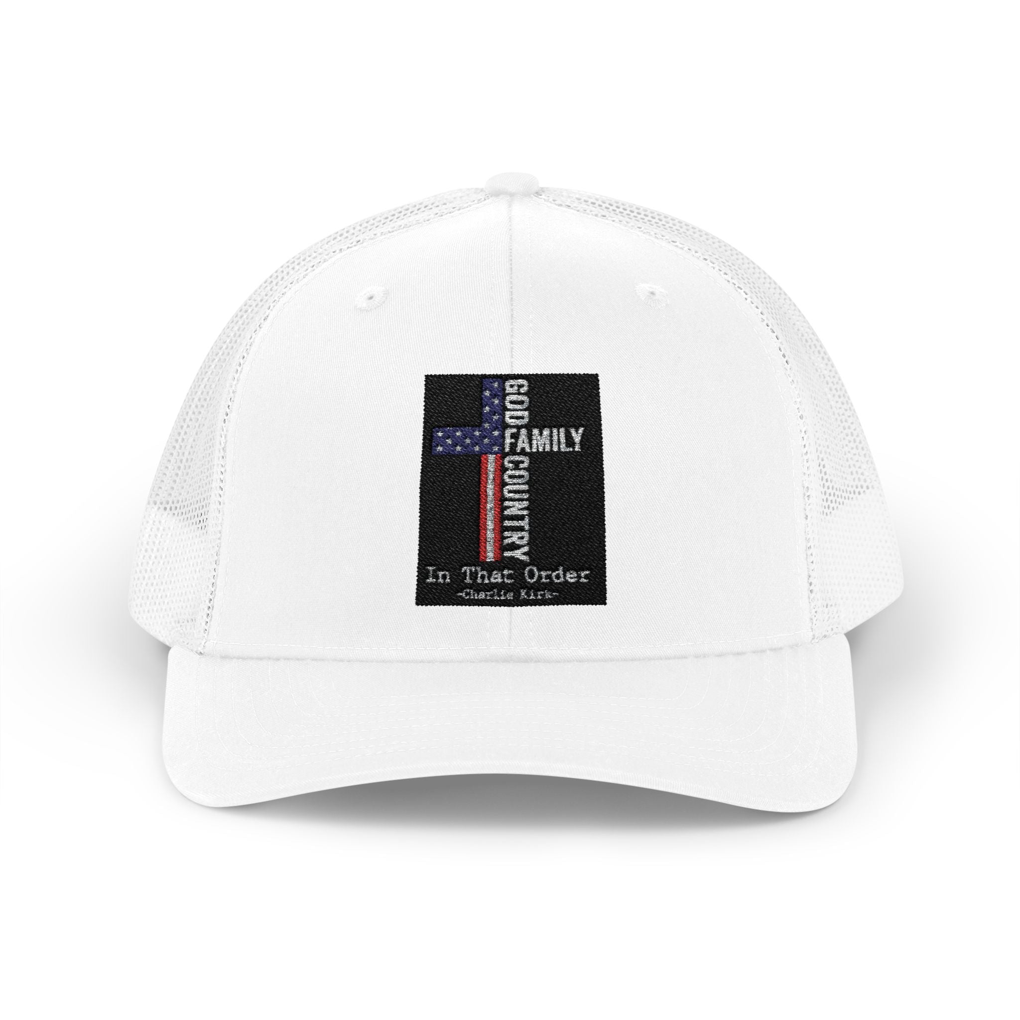 Thin Blue Line Cross Trucker Hat — Police Support Snapback