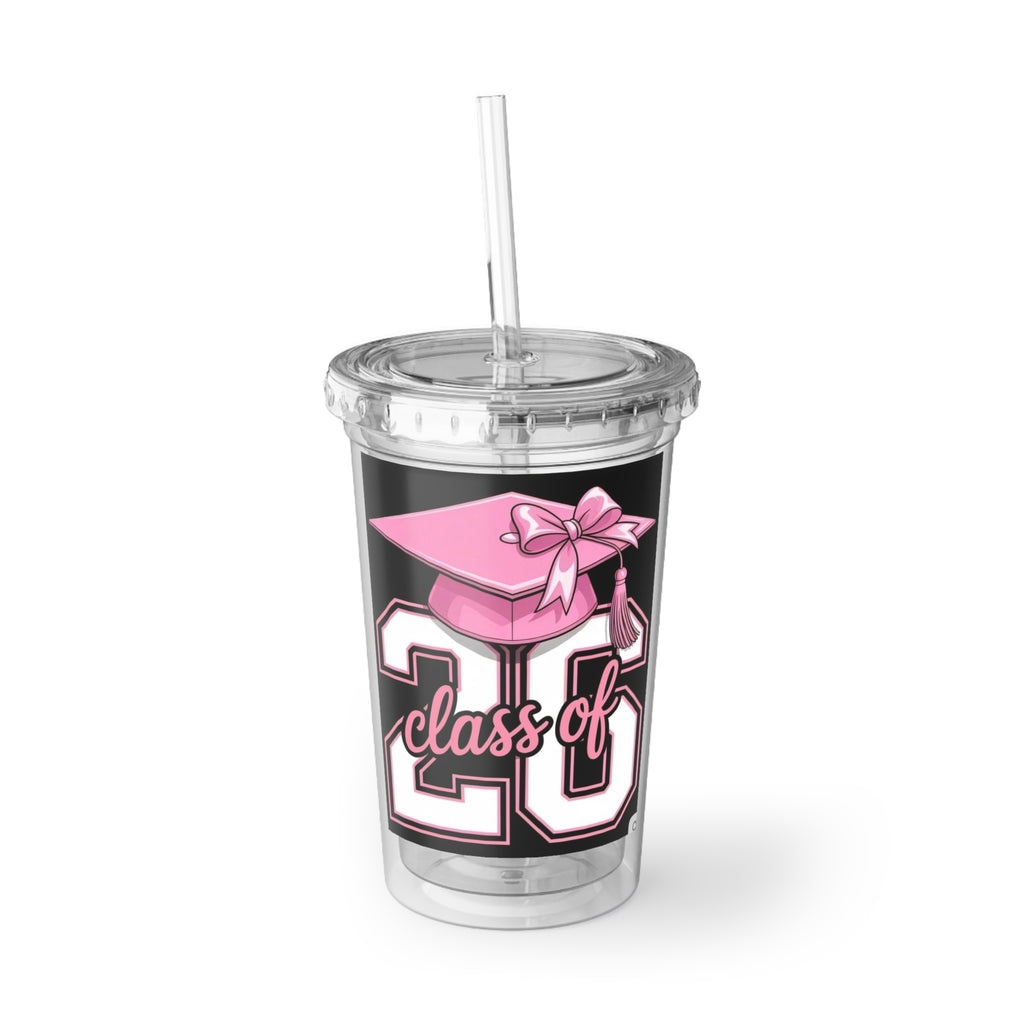 Class of 20 Graduation Acrylic Tumbler — Pink Cap & Tassel