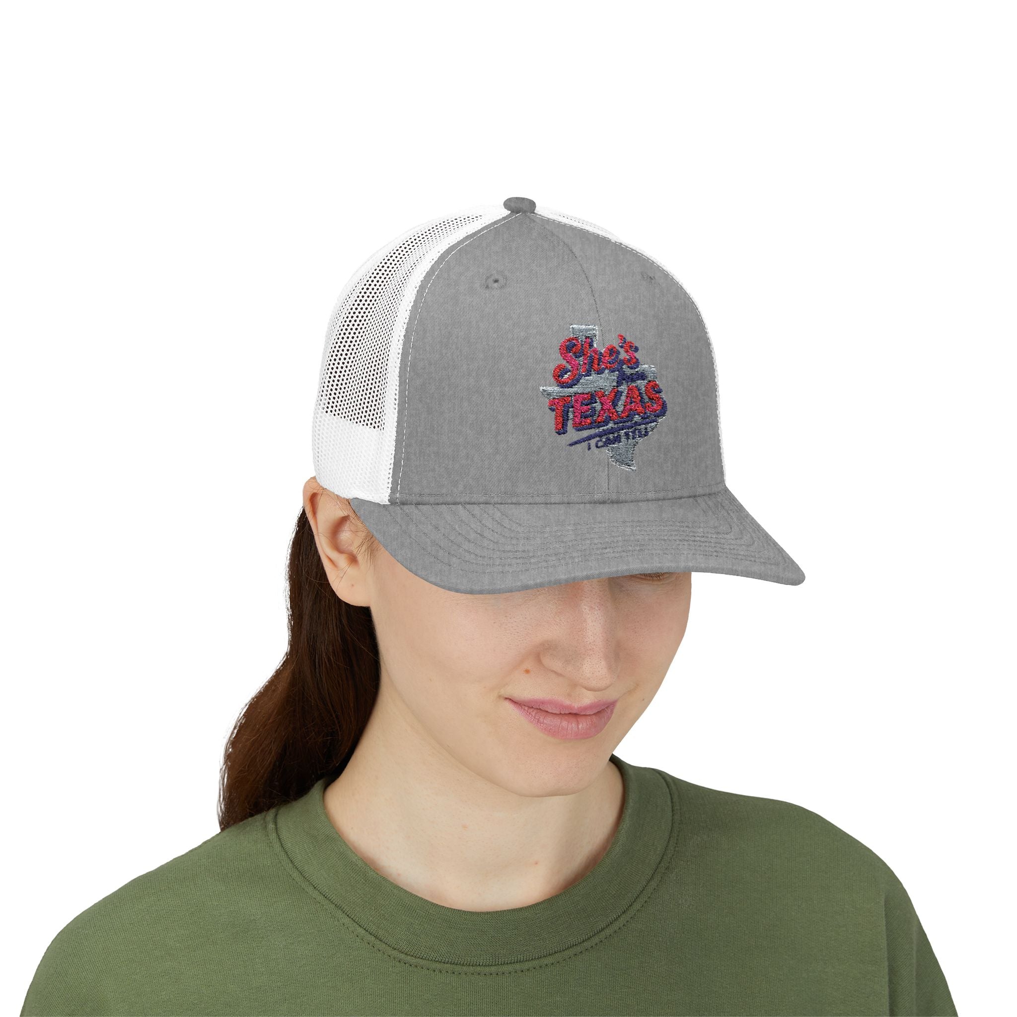 She's Texas Snapback Trucker Cap — Floral Texas State Logo Hat