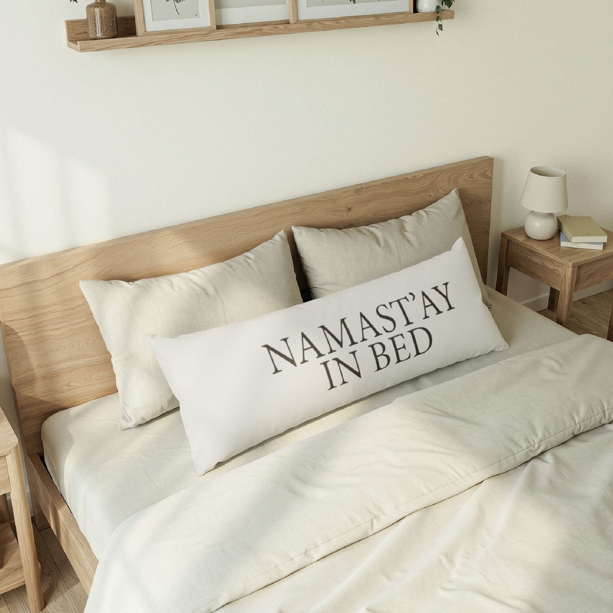 Namast'ay In Bed Body Pillow – Funny Yoga-Inspired Decorative Bolster