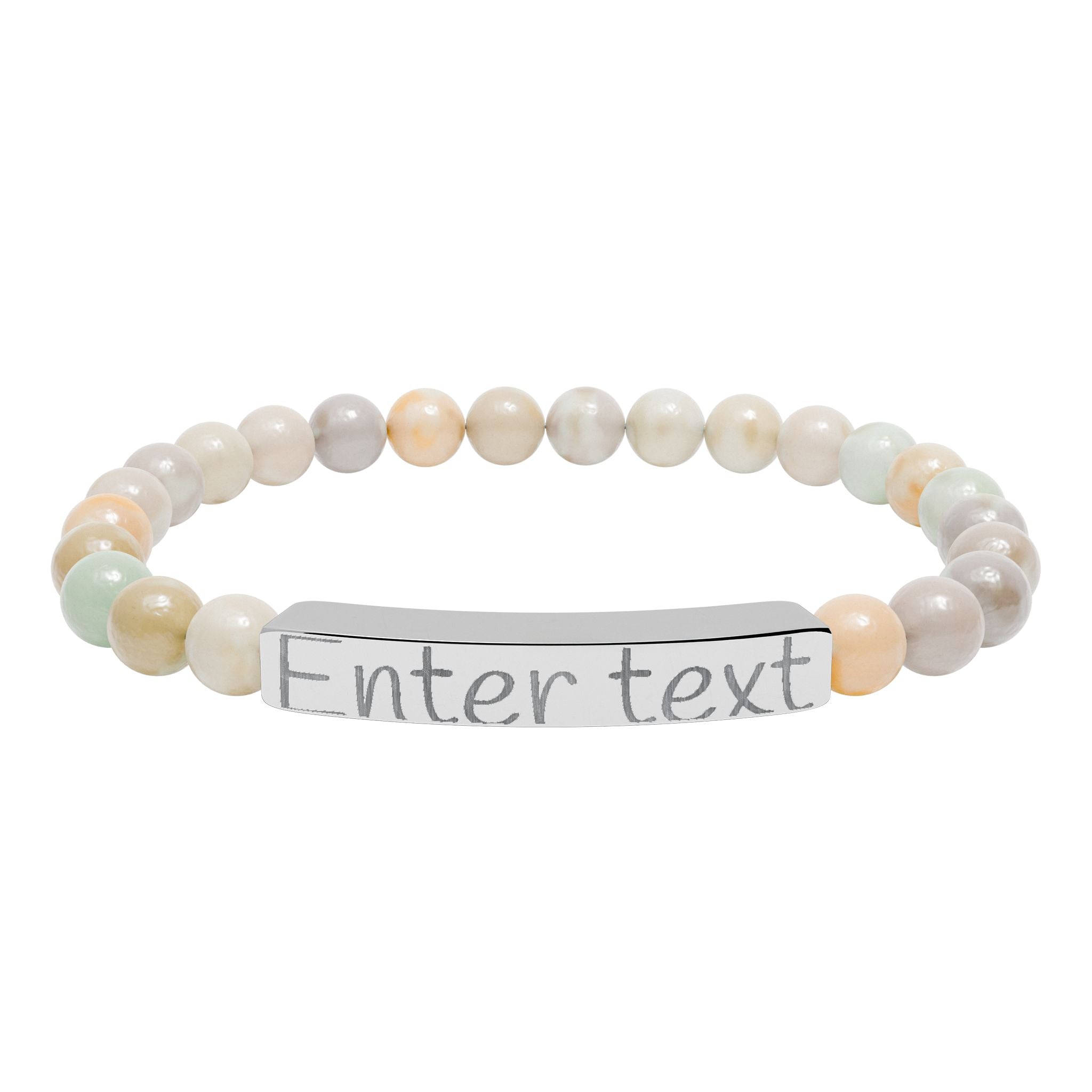 Natural Stone Stretch Bar Bracelet (Engraving)