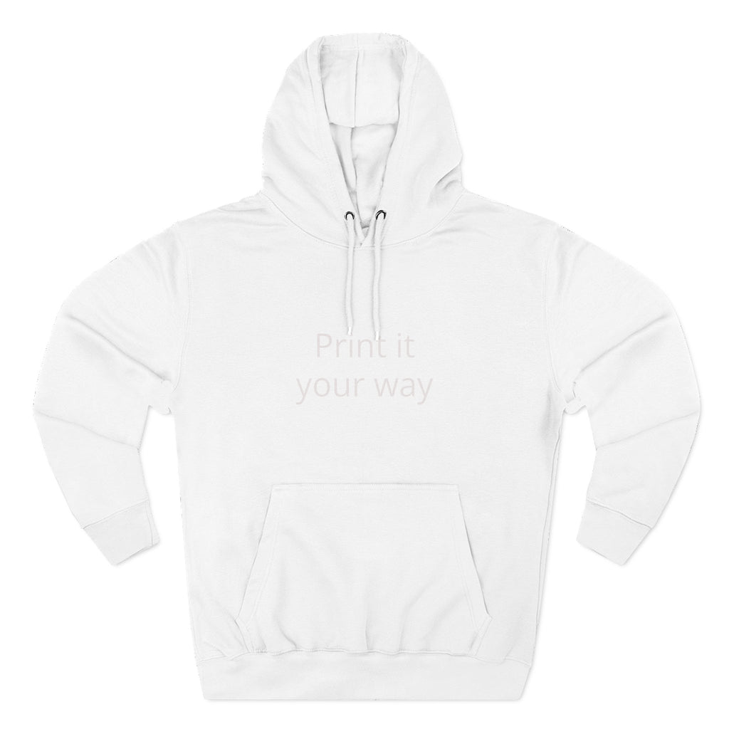 Blank White Hoodie — Customizable Three-Panel Fleece Pullover