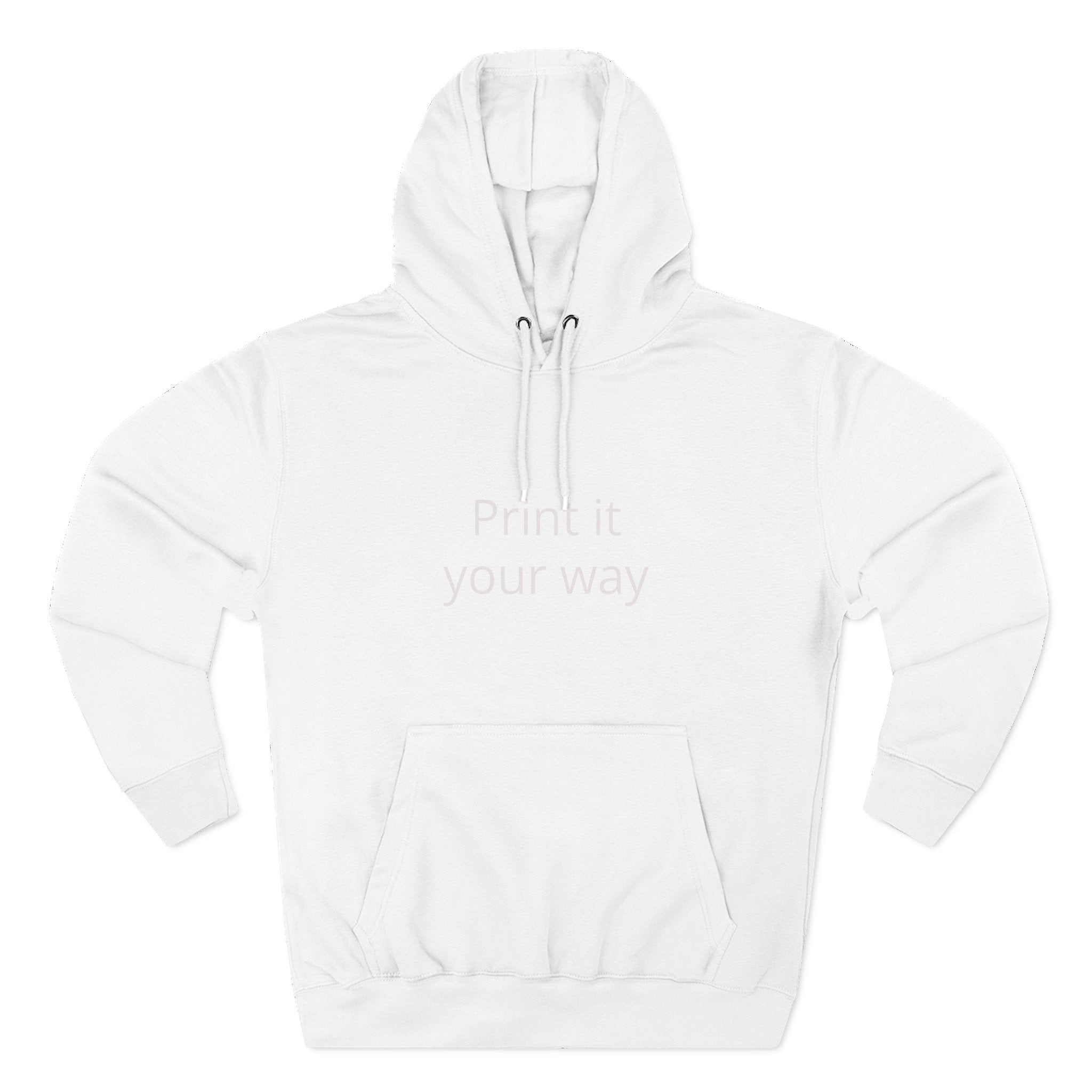 Blank White Hoodie — Customizable Three-Panel Fleece Pullover