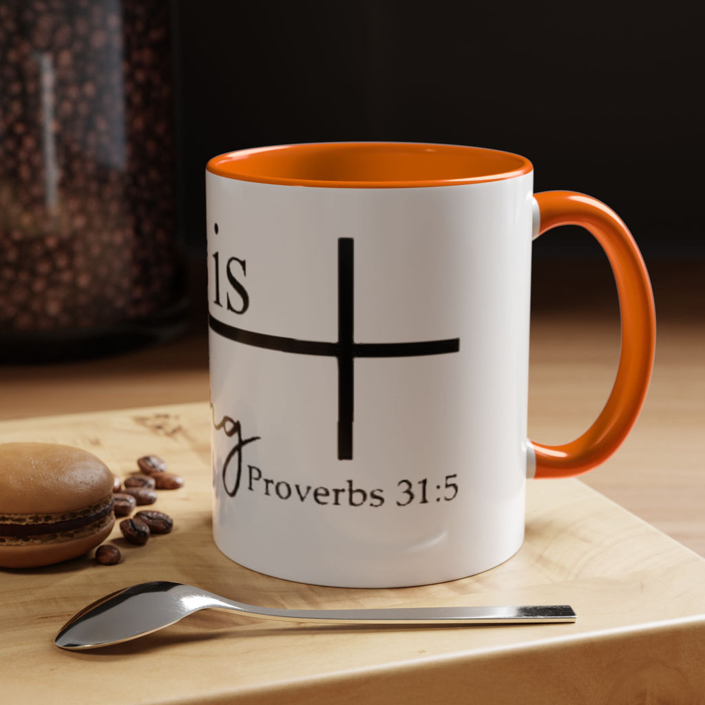 Proverbs 31:25 'She Is Strong' Accent Coffee Mug — Inspirational Christian Gift