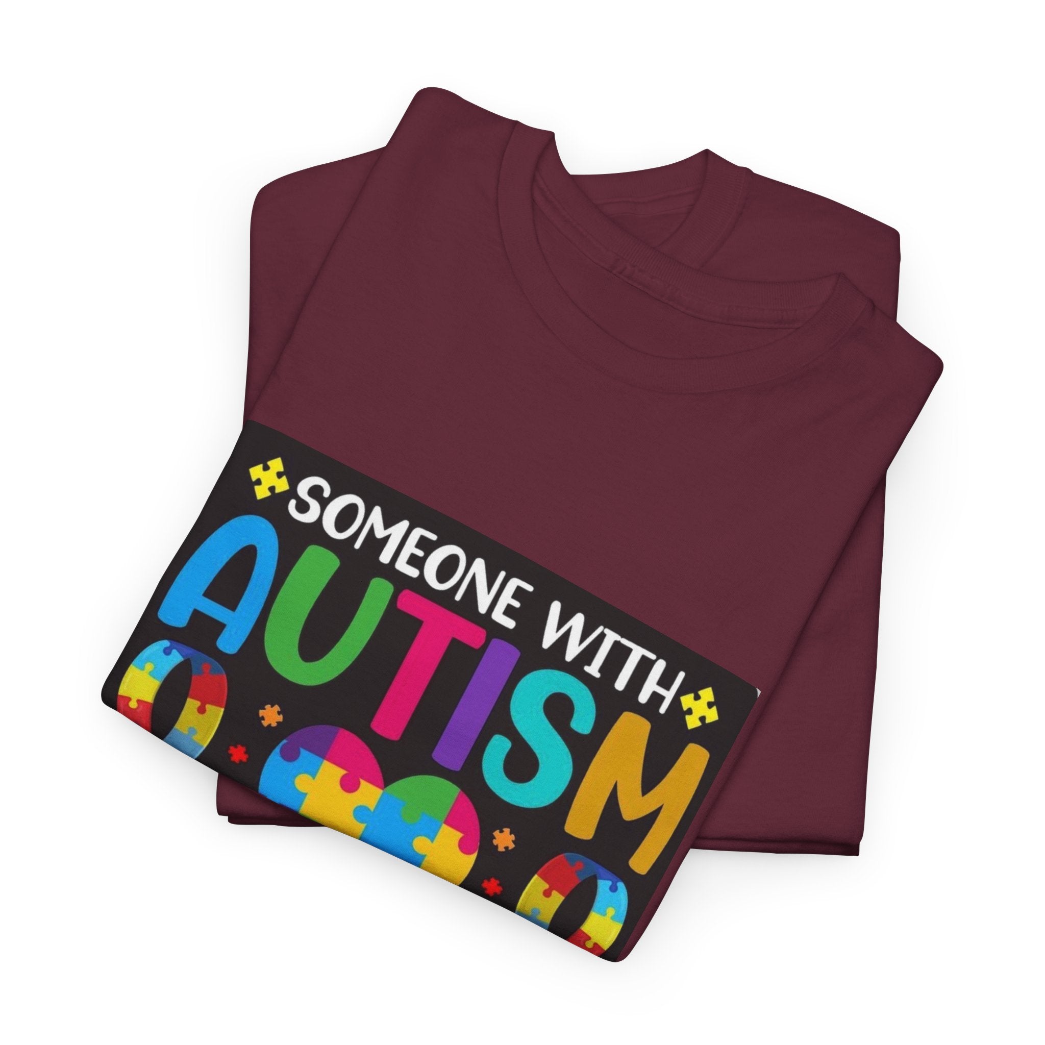 Autism Awareness T-Shirt — “Someone With Autism Lights Up My World” Colorful Puzzle Tee