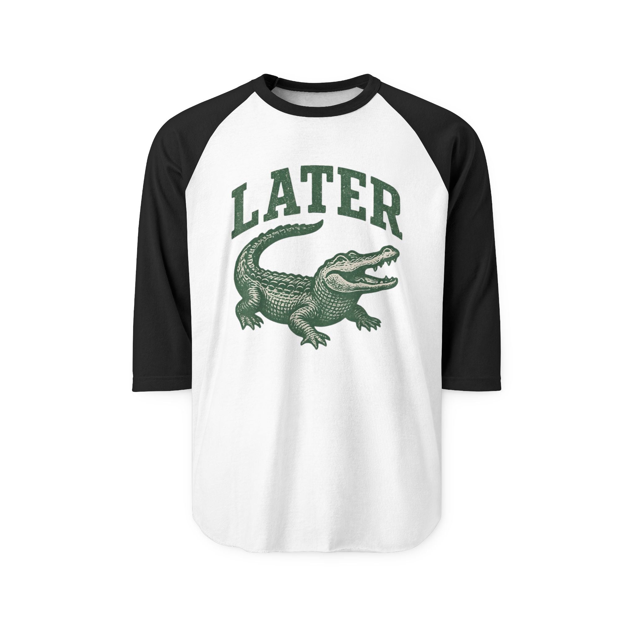 Later Alligator Raglan Shirt — Vintage Crocodile Graphic 3/4 Sleeve