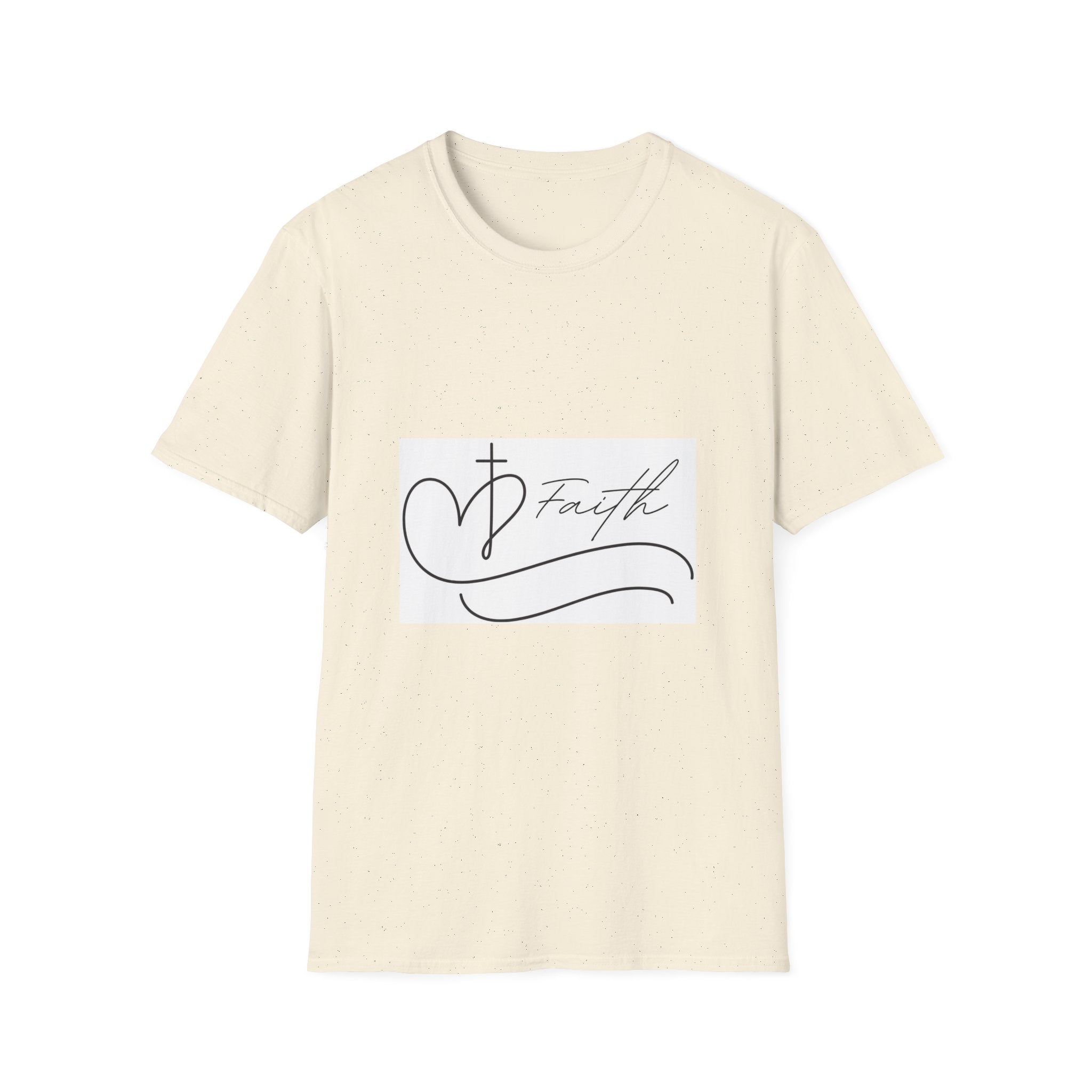 Faith Script T-Shirt — Heart Cross Design