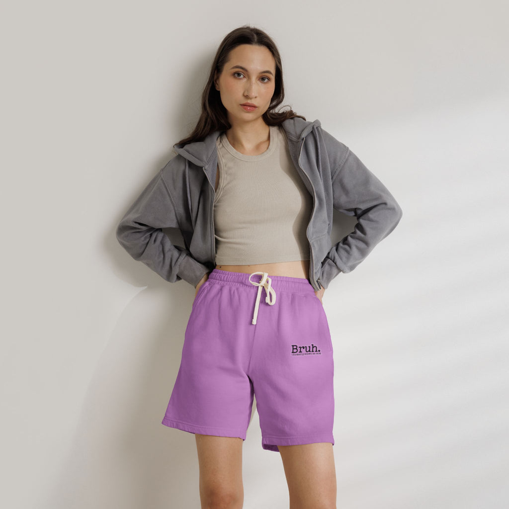Bruh. Fleece Sweat Shorts — Lightweight Garment-Dyed Lounge Shorts