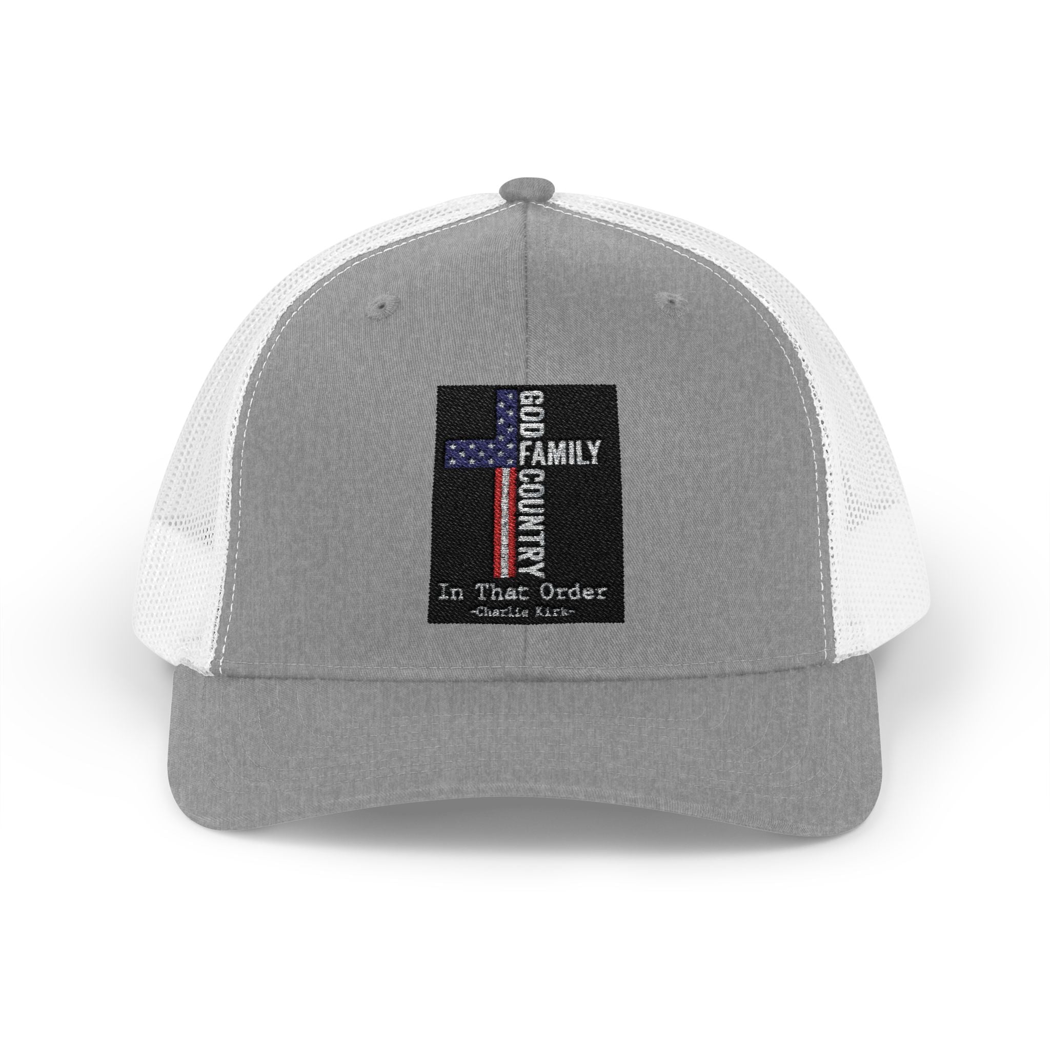 Thin Blue Line Cross Trucker Hat — Police Support Snapback