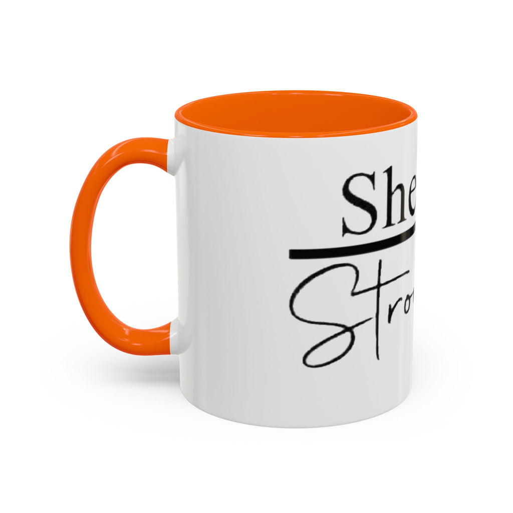 Proverbs 31:25 'She Is Strong' Accent Coffee Mug — Inspirational Christian Gift