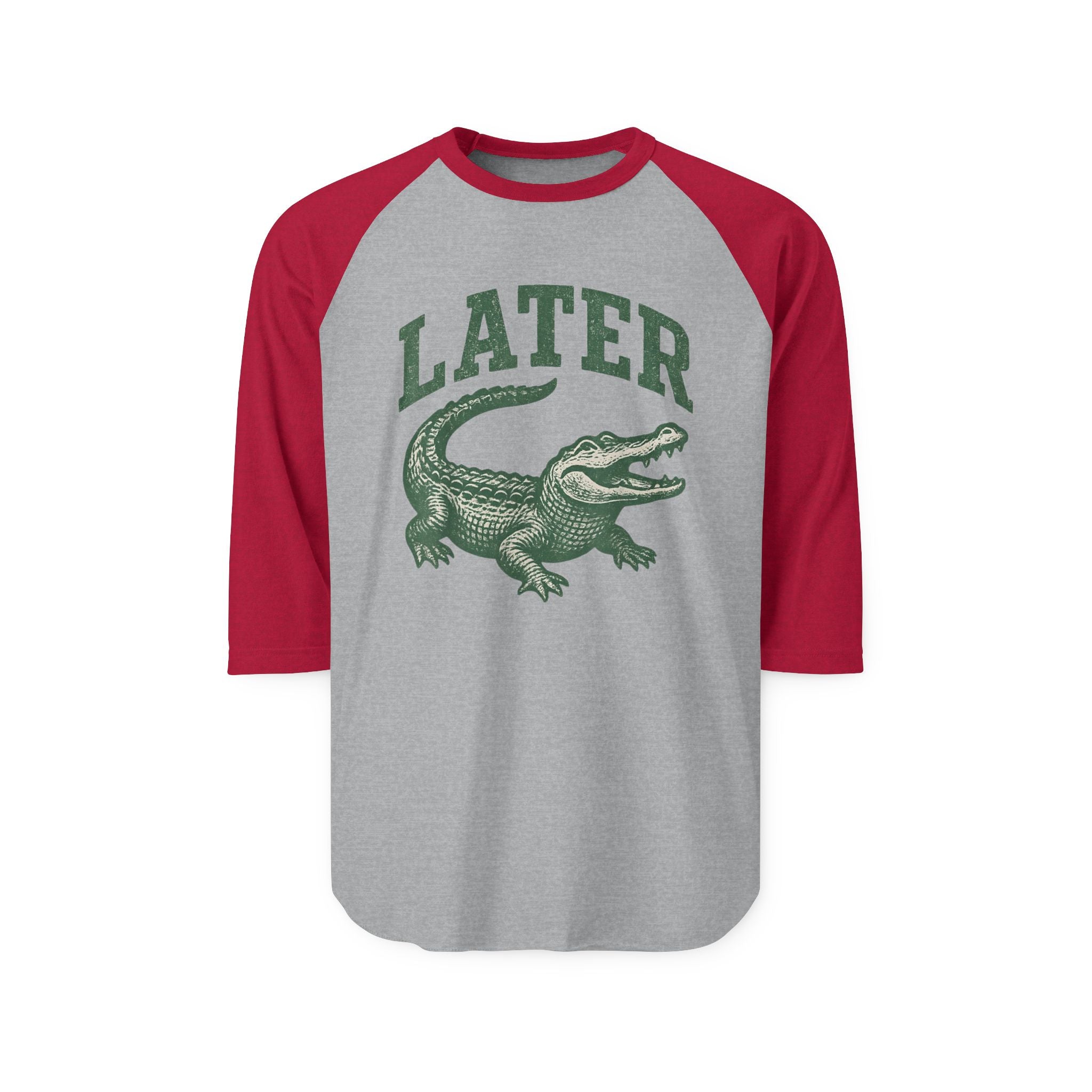 Later Alligator Raglan Shirt — Vintage Crocodile Graphic 3/4 Sleeve