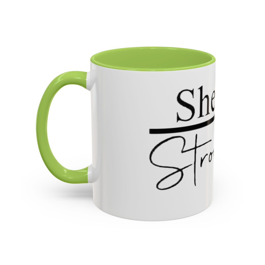 Proverbs 31:25 'She Is Strong' Accent Coffee Mug — Inspirational Christian Gift