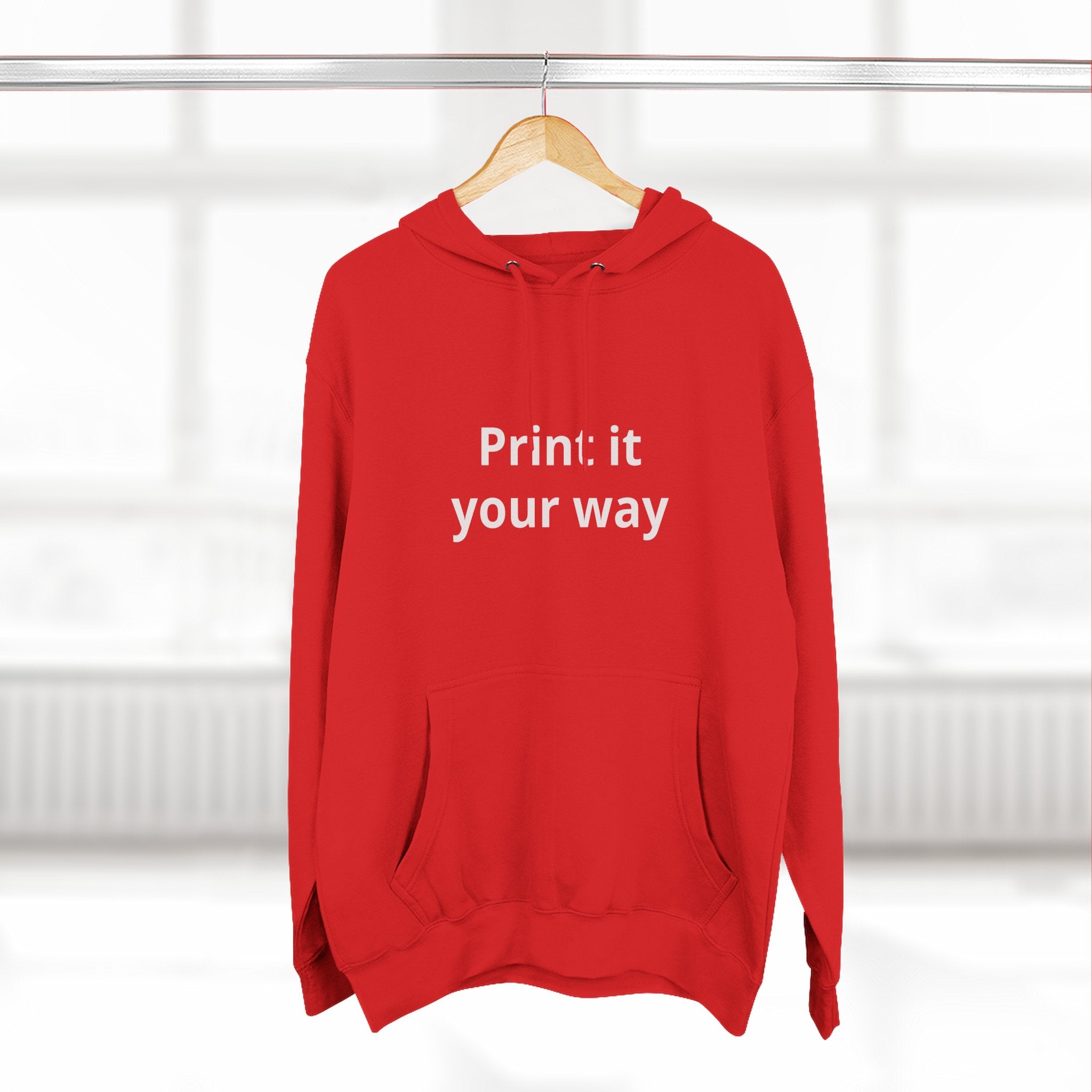 Blank White Hoodie — Customizable Three-Panel Fleece Pullover