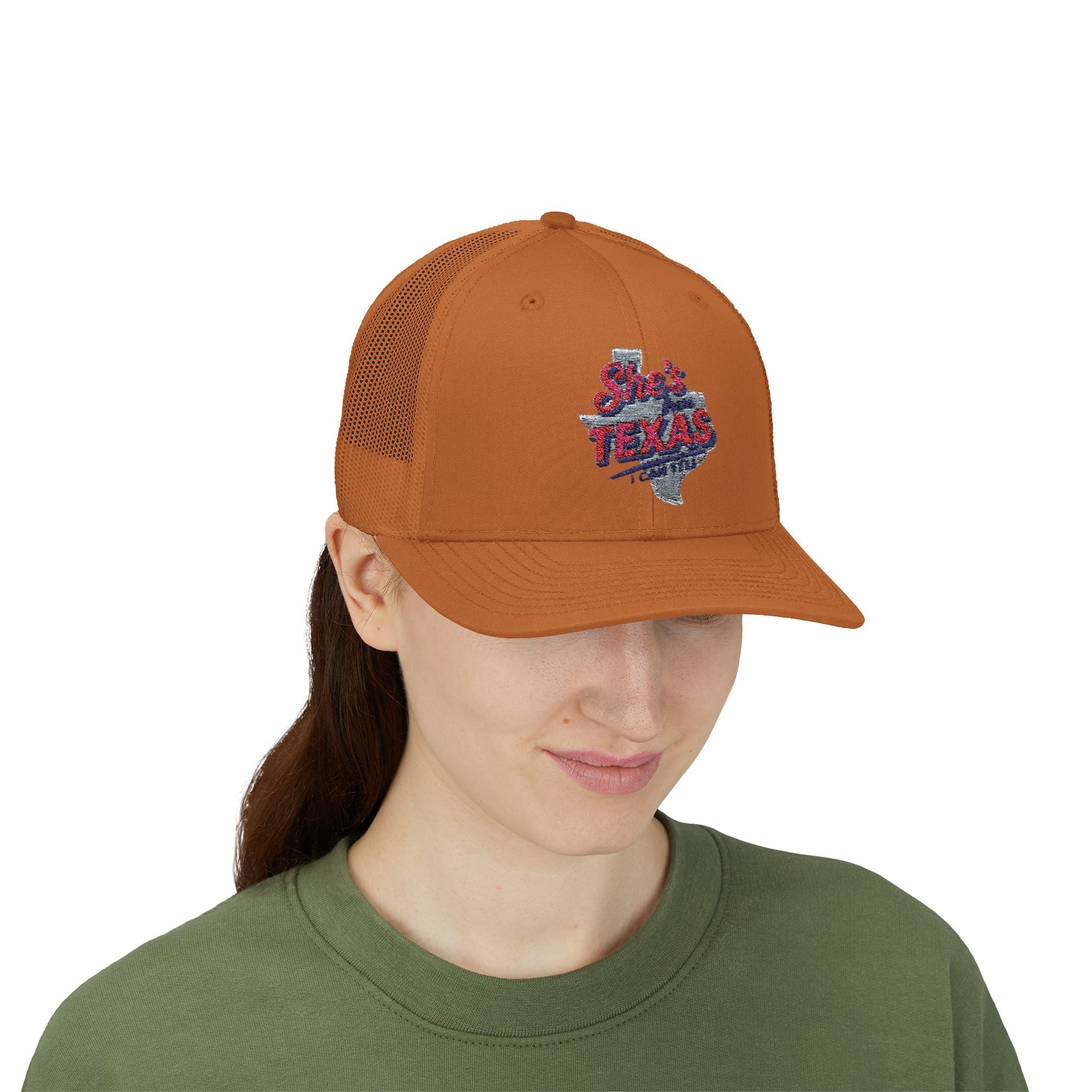 She's Texas Snapback Trucker Cap — Floral Texas State Logo Hat