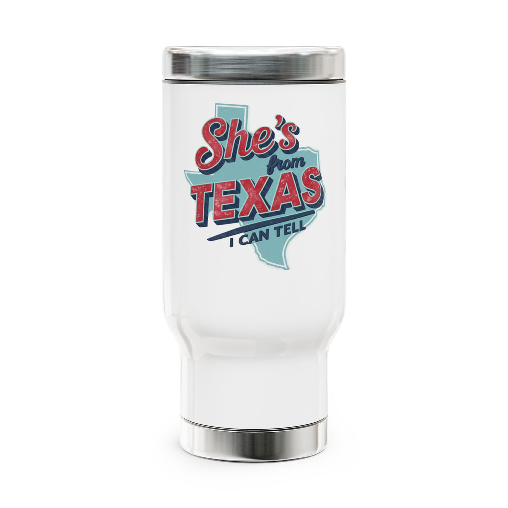 She's From Texas Travel Mug — 14oz Stainless Steel Insulated Tumbler with Handle