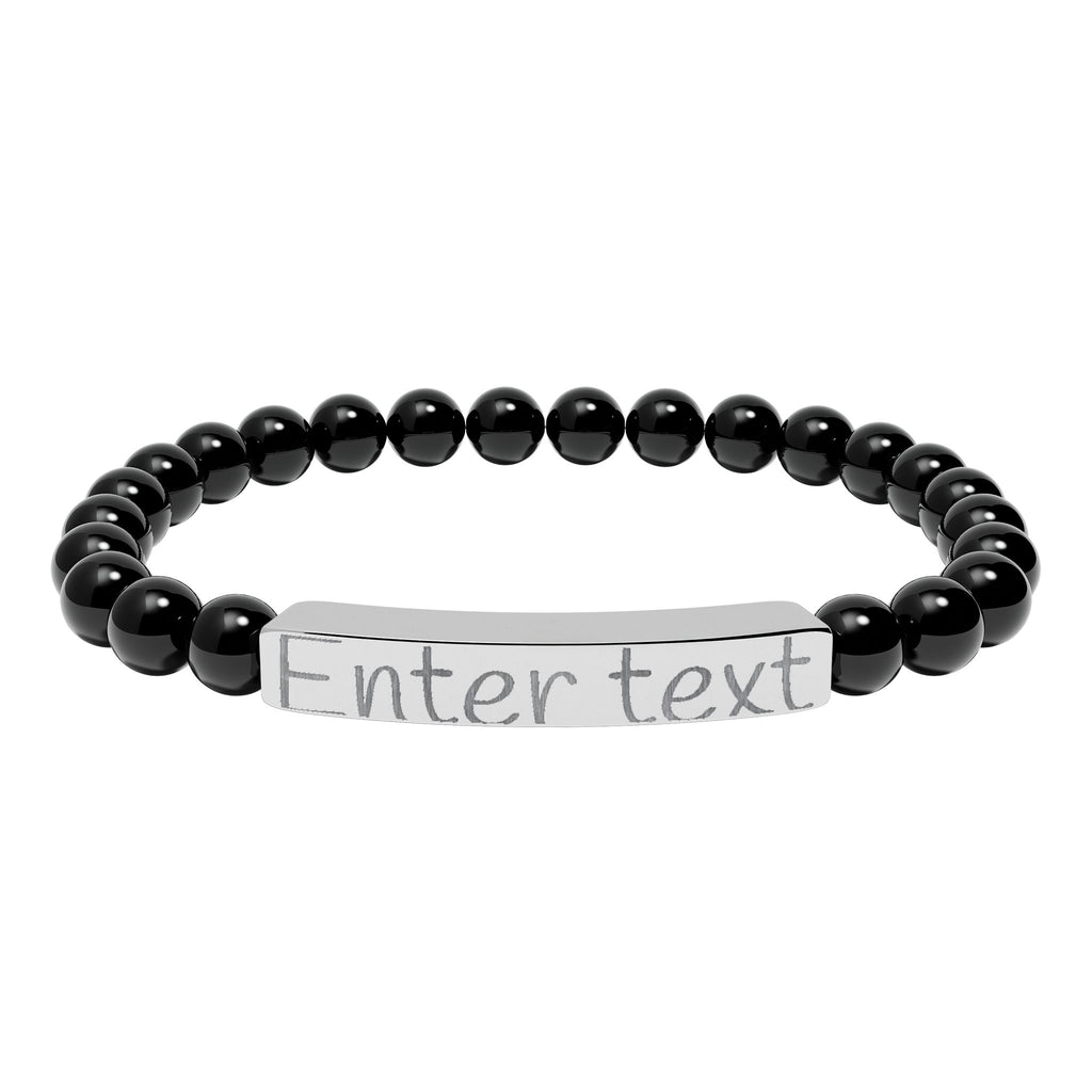 Natural Stone Stretch Bar Bracelet (Engraving)