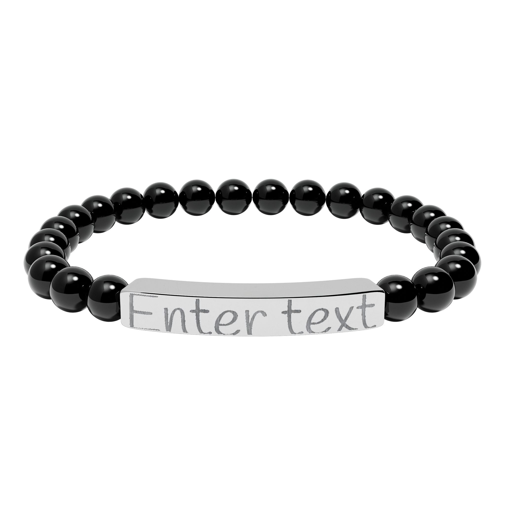 Natural Stone Stretch Bar Bracelet (Engraving)