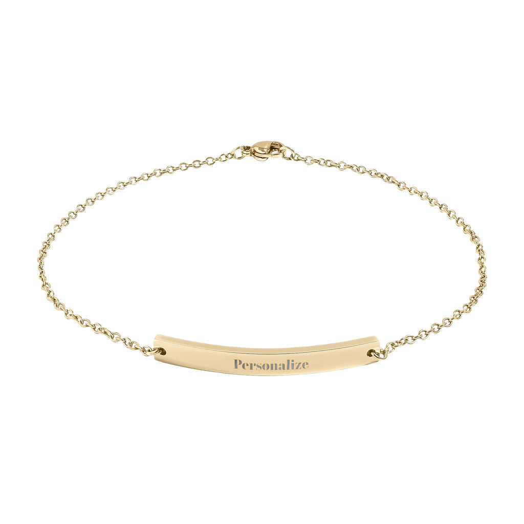 Engravable Curved Bar Anklet — Personalized Minimalist Anklet (Custom Text)