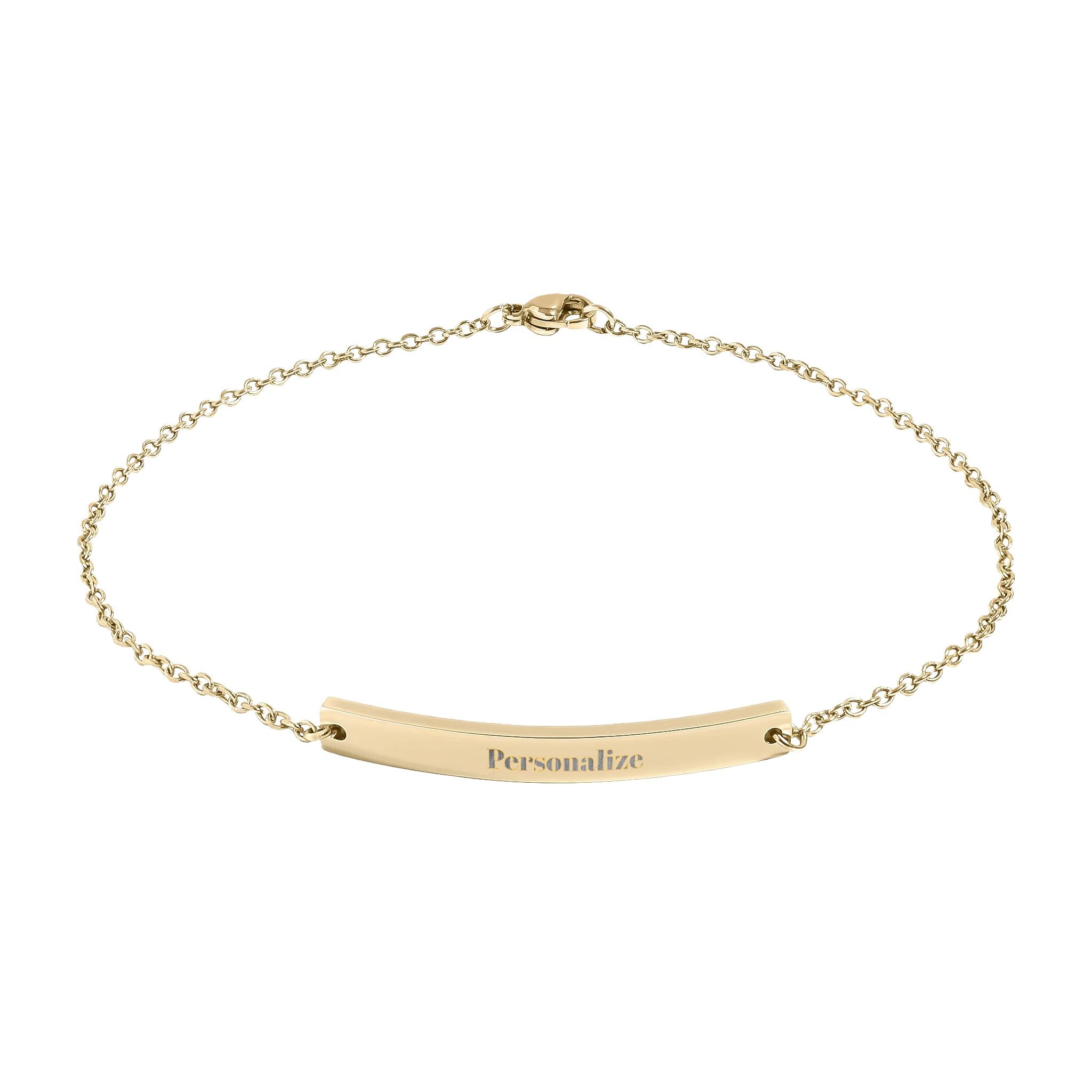 Engravable Curved Bar Anklet — Personalized Minimalist Anklet (Custom Text)