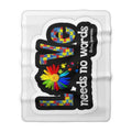 Sherpa Blanket – "Love Needs No Words" Autism Puzzle Heart Cozy Throw