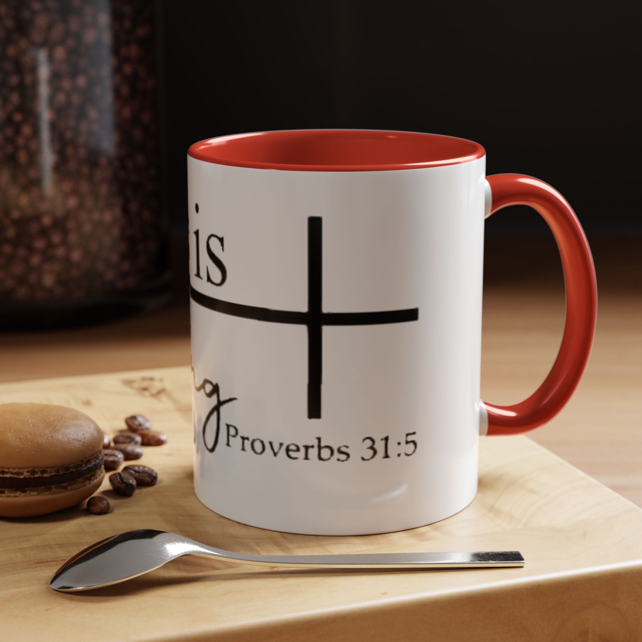 Proverbs 31:25 'She Is Strong' Accent Coffee Mug — Inspirational Christian Gift