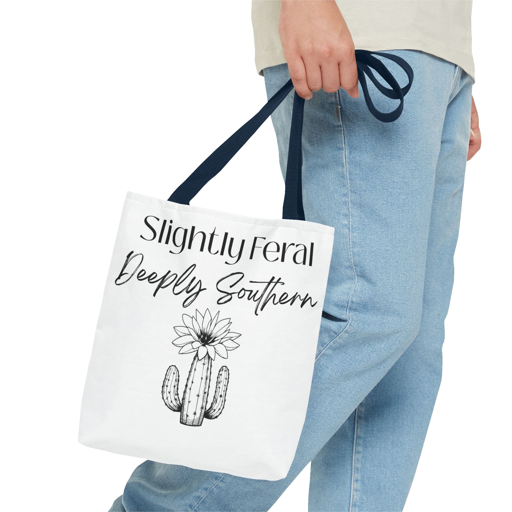 Slightly Feral Deeply Southern Tote Bag — Cactus Floral Cotton Shopping Tote