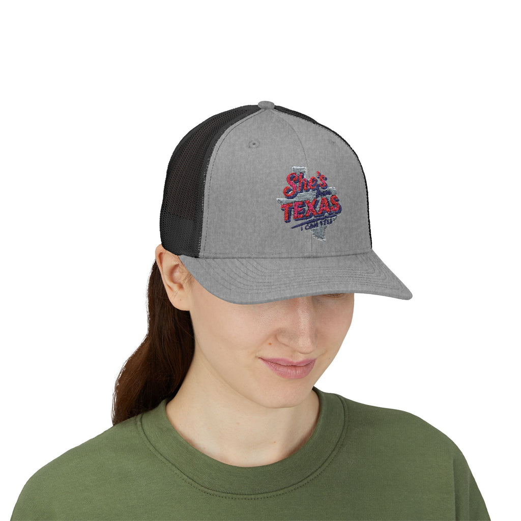 She's Texas Snapback Trucker Cap — Floral Texas State Logo Hat