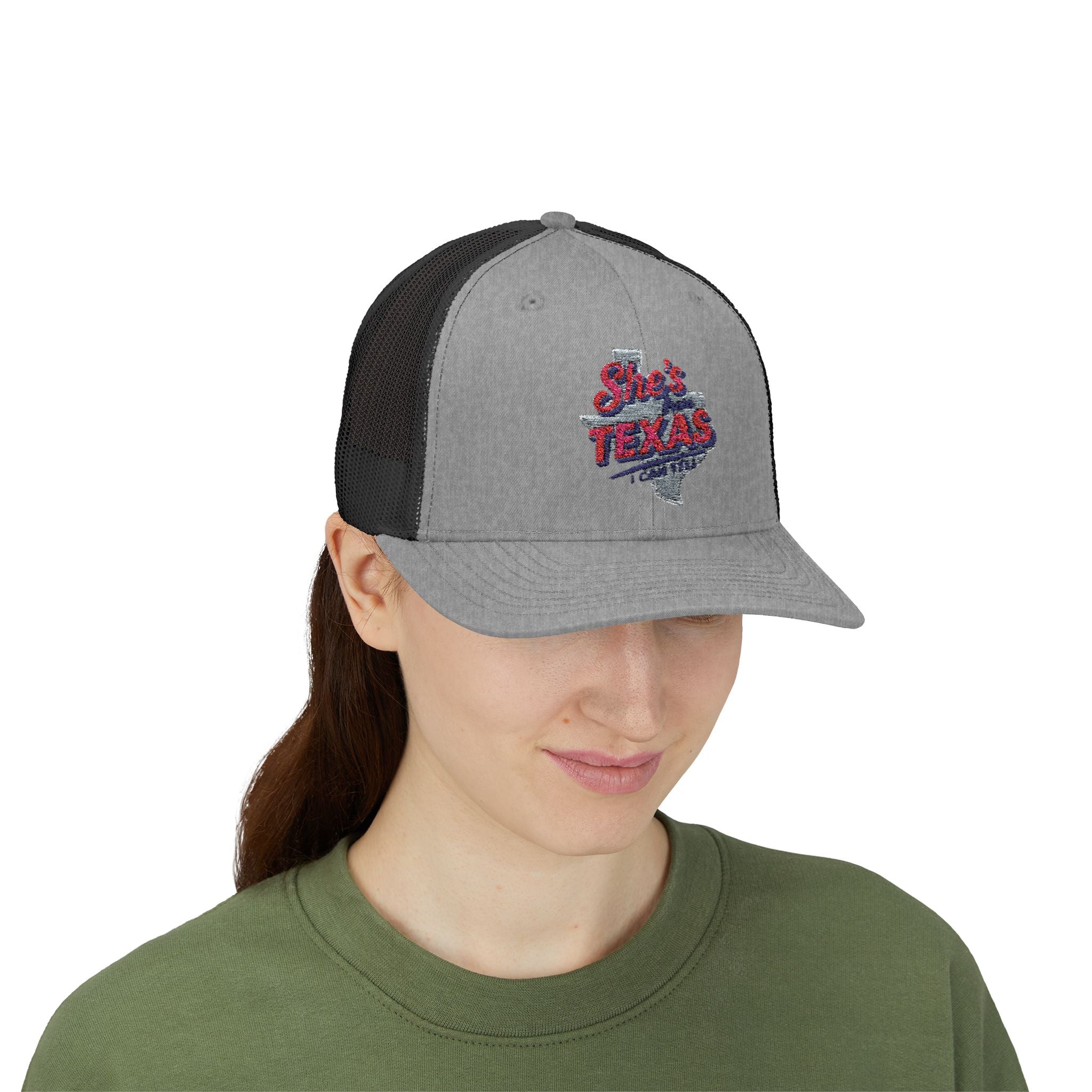 She's Texas Snapback Trucker Cap — Floral Texas State Logo Hat