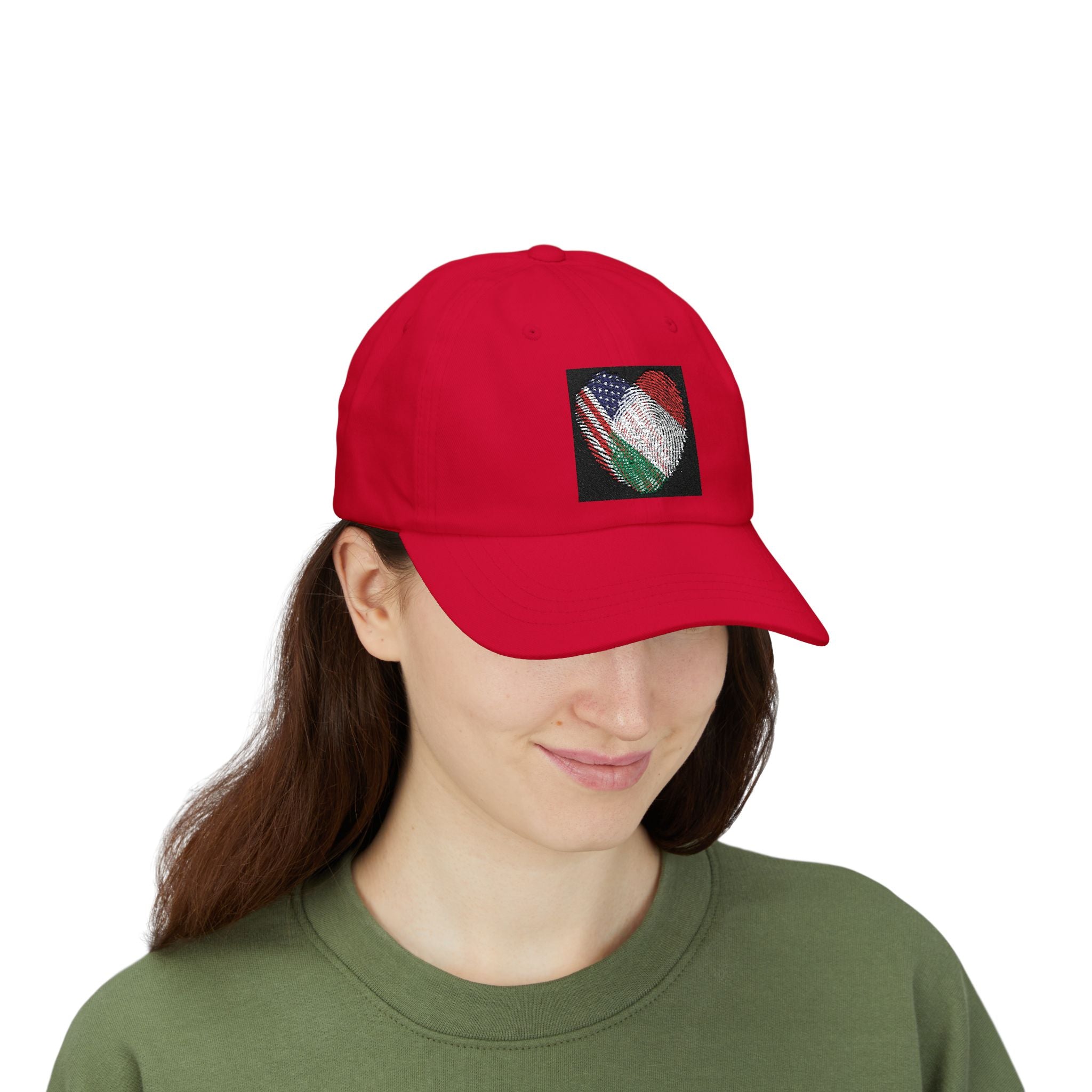 Dad Cap with USA & Italy  Heart Patch – Flag Love Baseball Hat