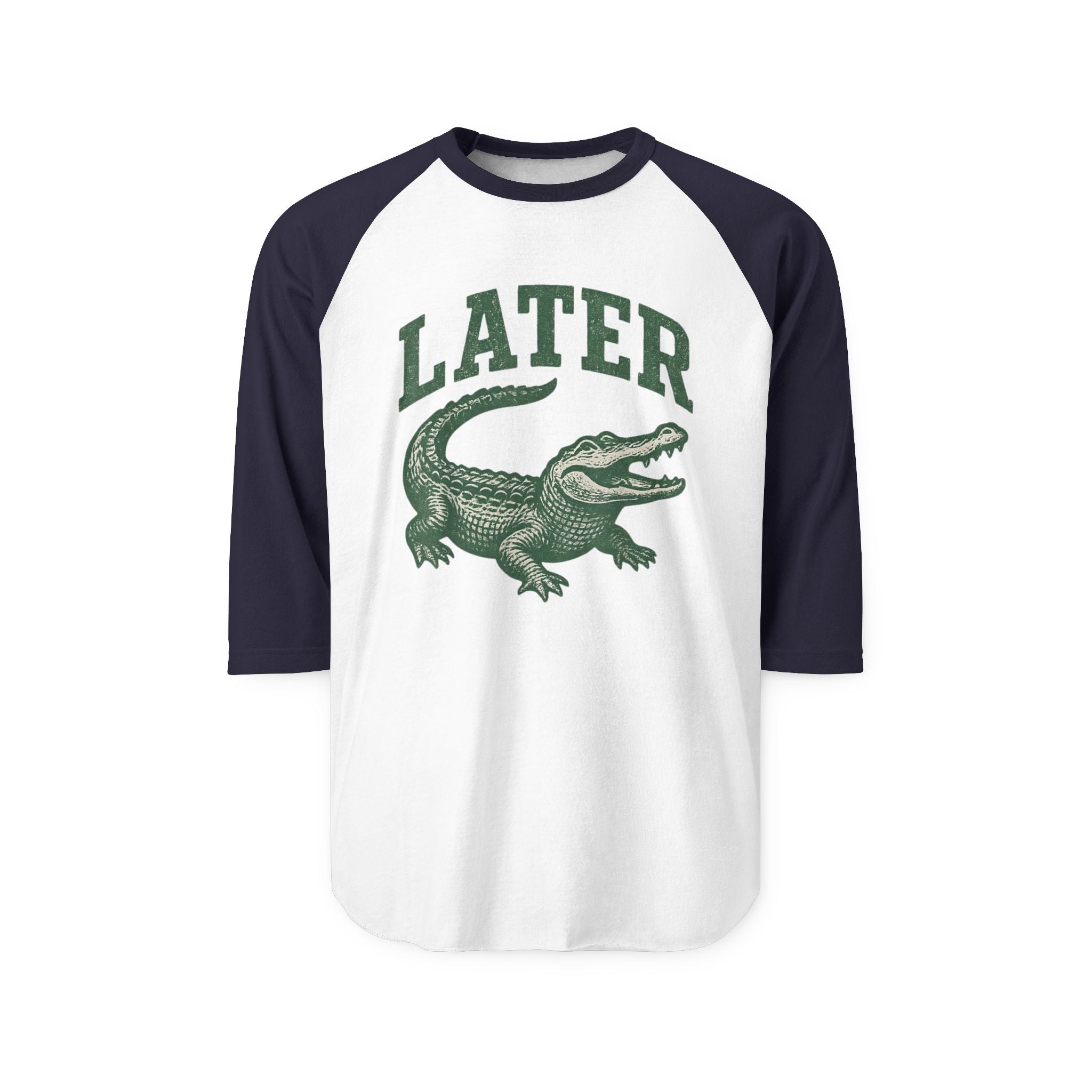 Later Alligator Raglan Shirt — Vintage Crocodile Graphic 3/4 Sleeve