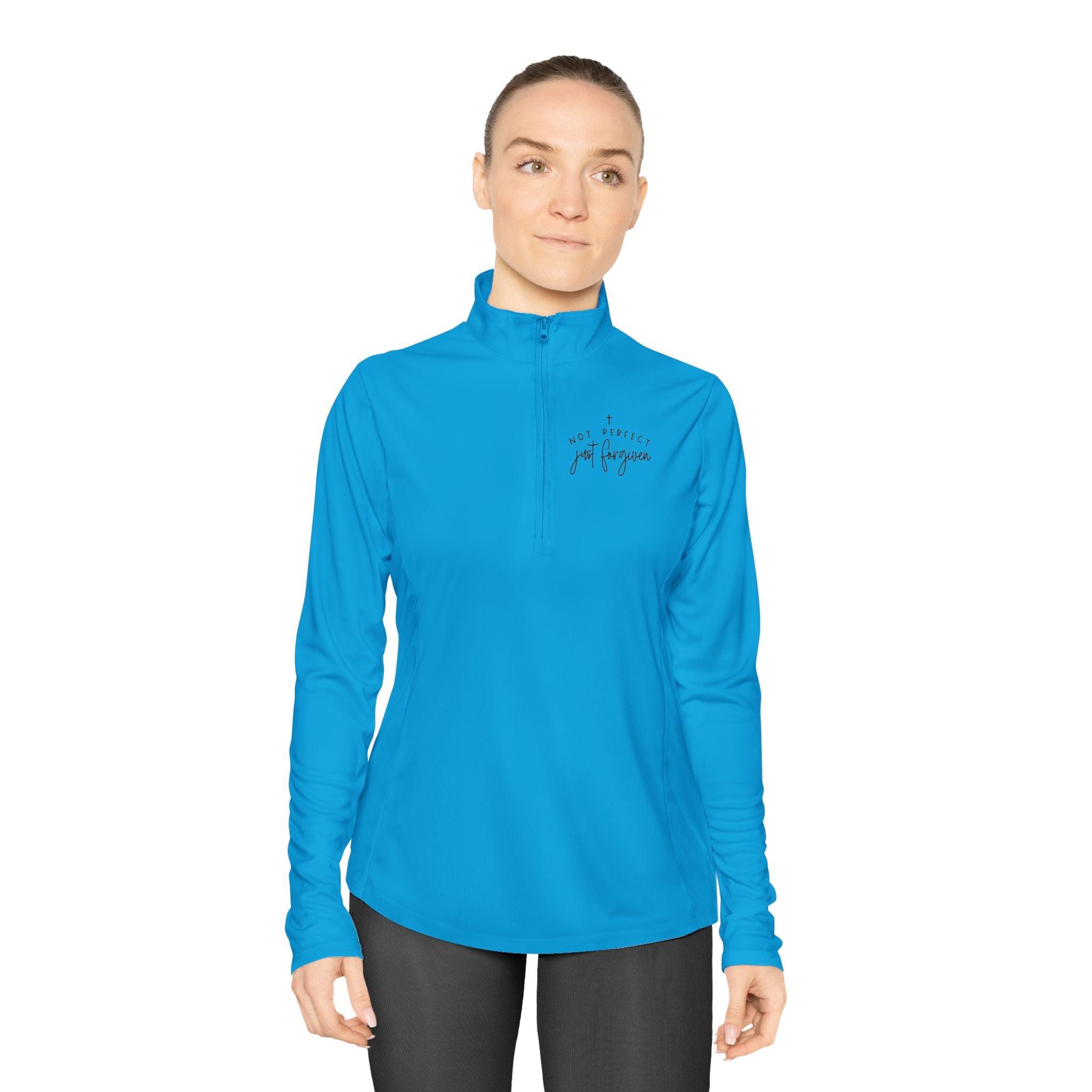 Ladies Quarter-Zip Pullover — Minimal Script "be brave, be you" Athletic Pullover
