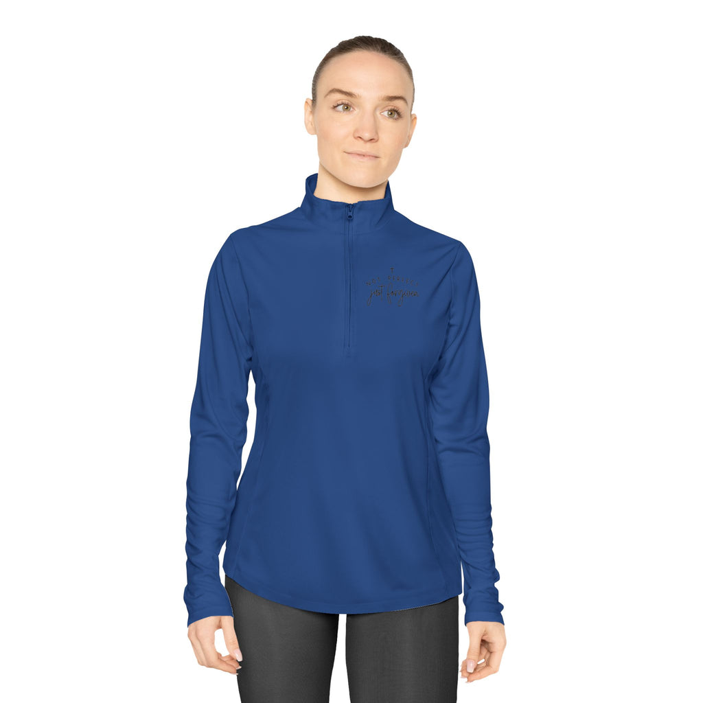 Ladies Quarter-Zip Pullover — Minimal Script "be brave, be you" Athletic Pullover