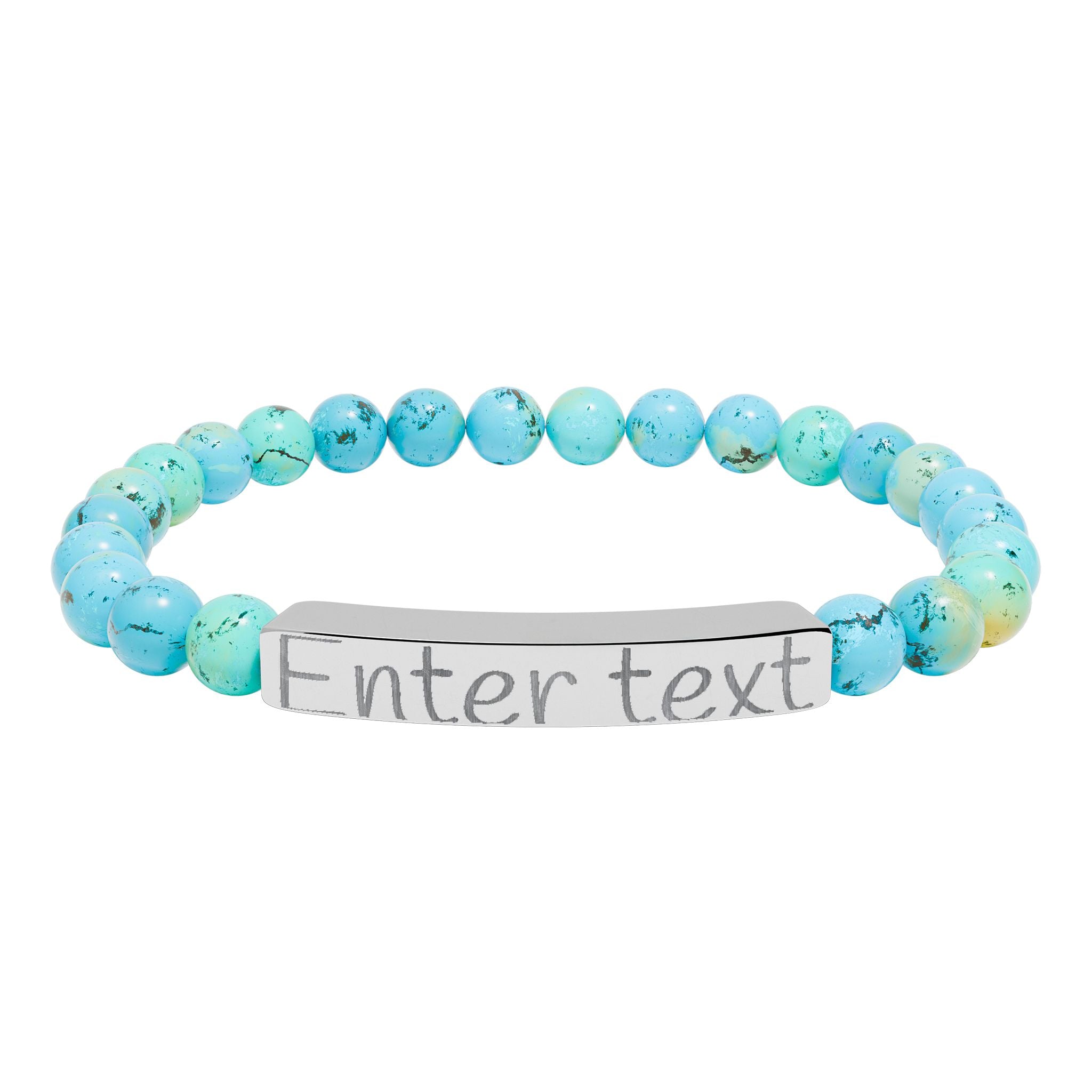 Natural Stone Stretch Bar Bracelet (Engraving)