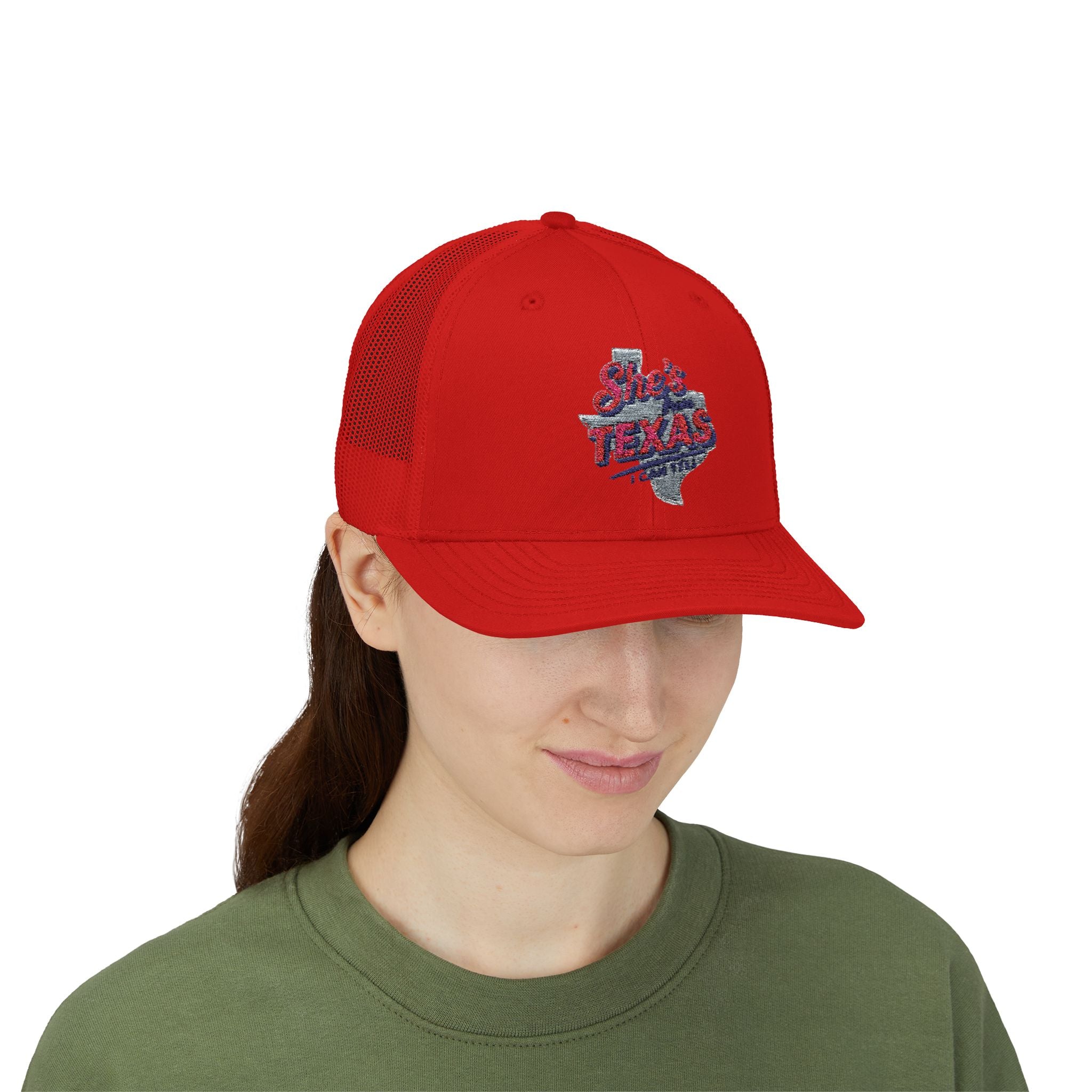She's Texas Snapback Trucker Cap — Floral Texas State Logo Hat