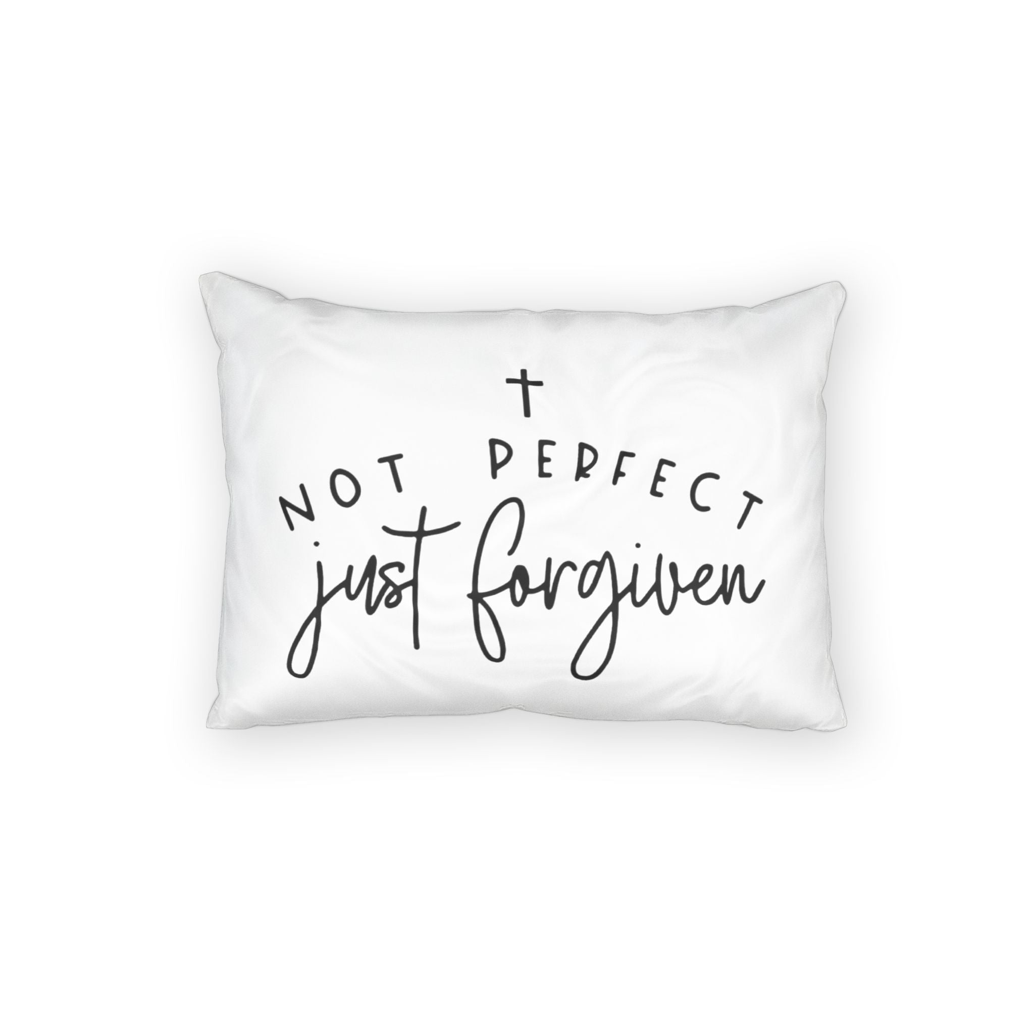 Inspirational Cotton Pillow Sham — "Not Perfect Just Forgiven" Christian Decorative Pillowcase